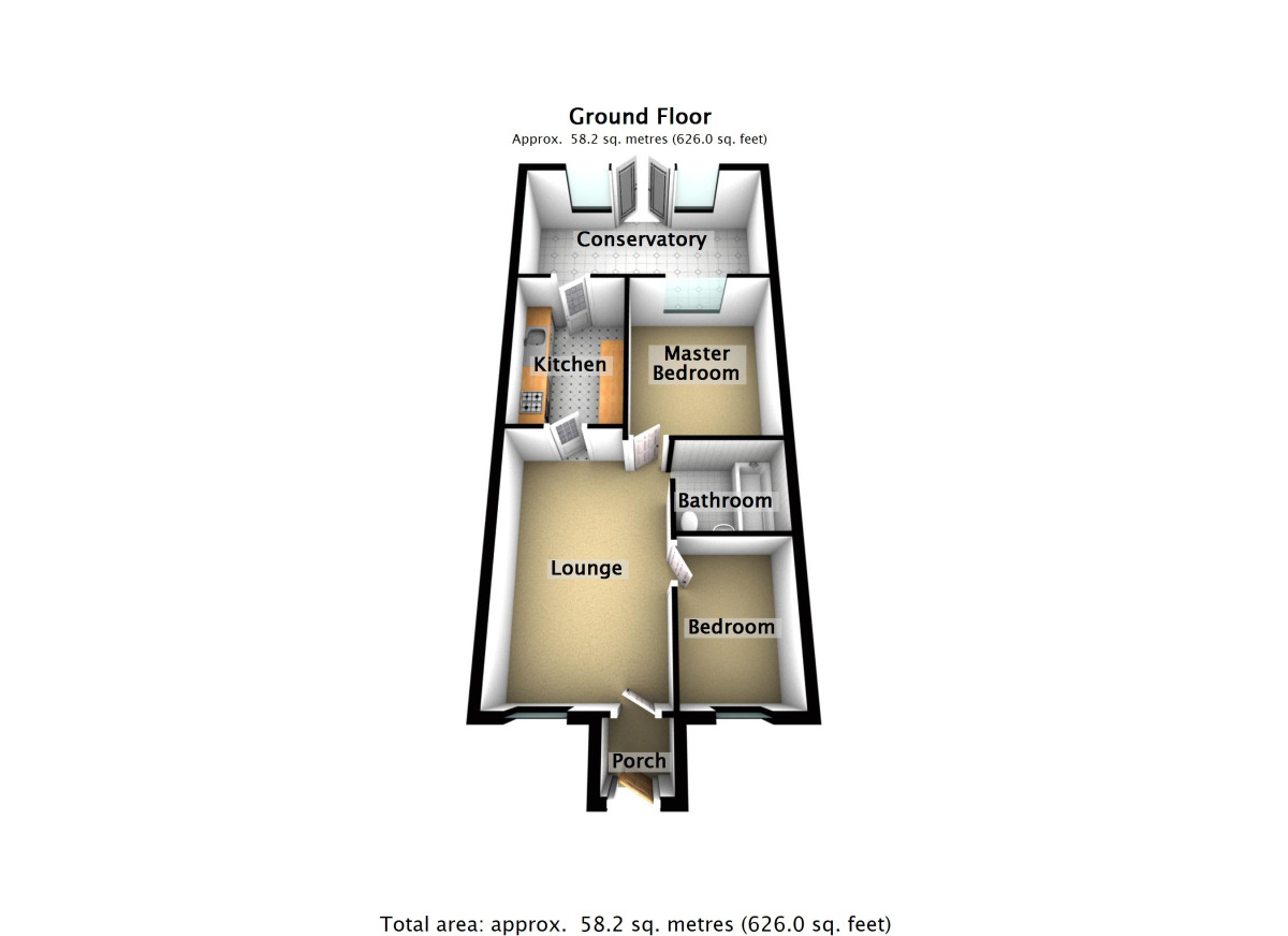Floorplan of 2 bedroom Mid Terrace Bungalow to rent, Rosemullion Close, Exhall, Coventry, CV7
