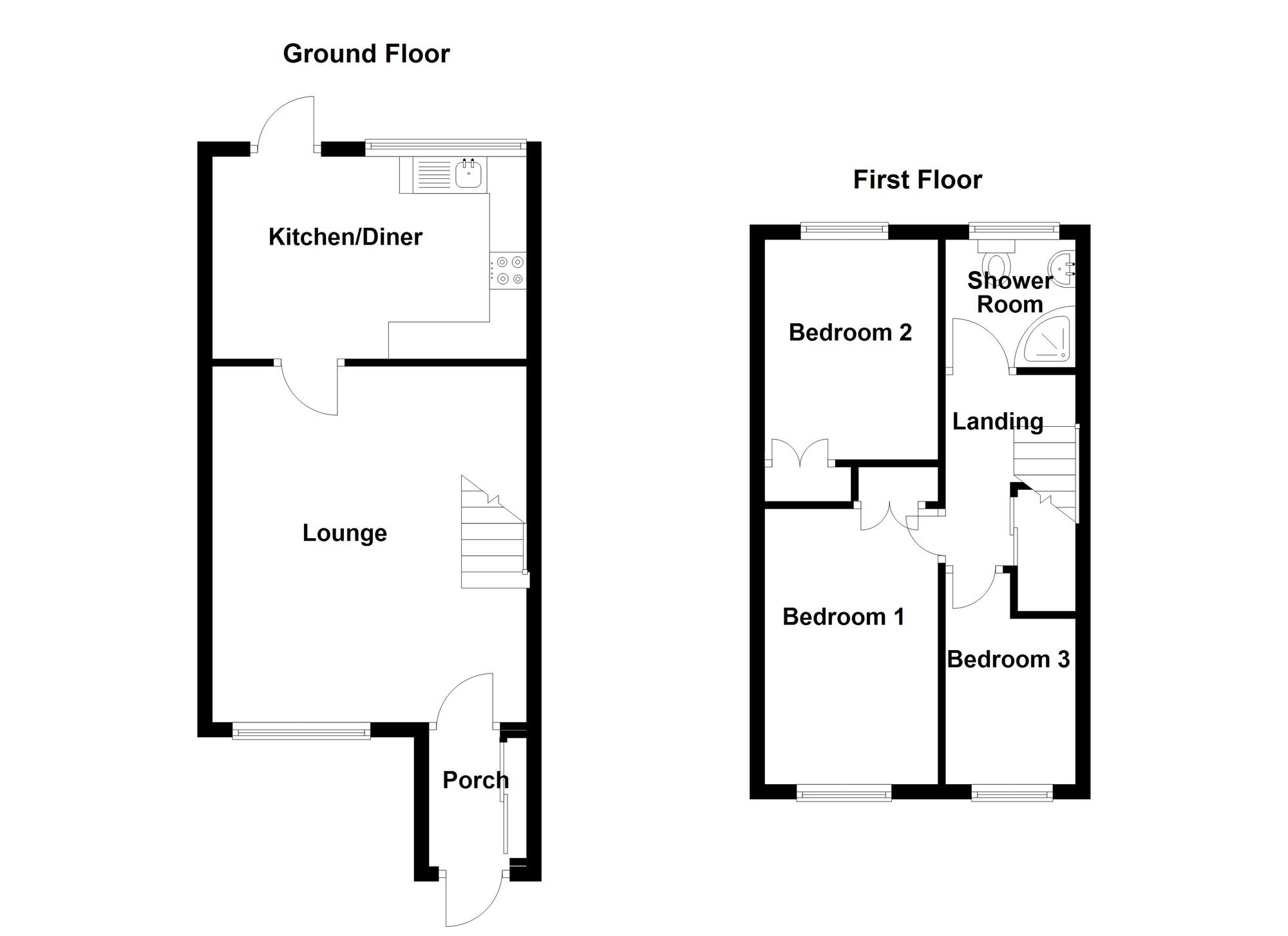 Floorplan of 3 bedroom Mid Terrace House for sale, Ashford Drive, Warwickshire, CV12