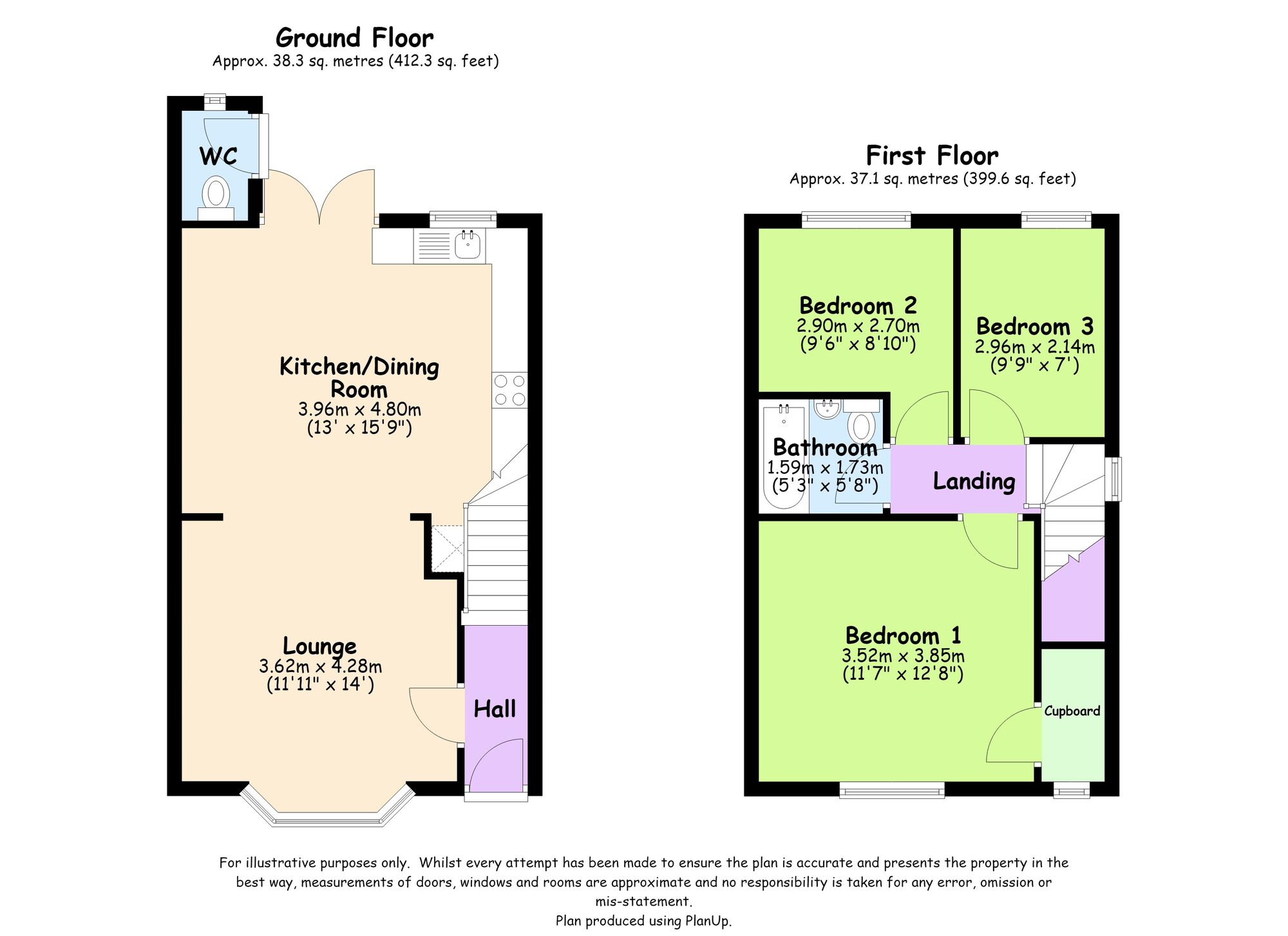 Floorplan of 3 bedroom Semi Detached House for sale, Hayes Lane, Exhall, Warwickshire, CV7