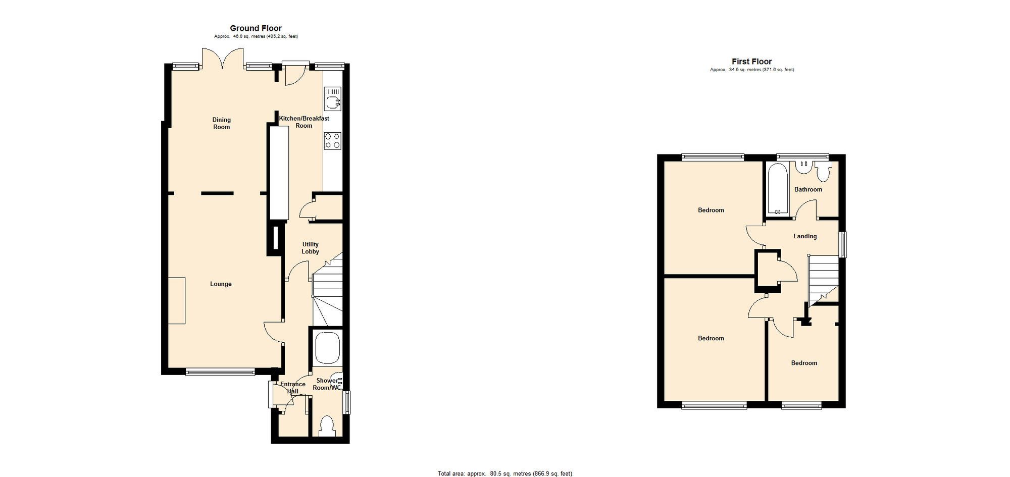 Floorplan of 3 bedroom Semi Detached House to rent, Parkview Close, Exhall, Warwickshire, CV7