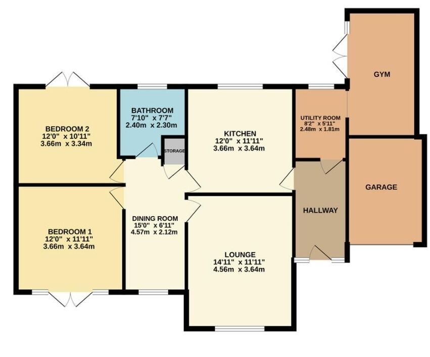Floorplan of 3 bedroom Detached Bungalow for sale, Weston Lane, Bulkington, Warwickshire, CV12