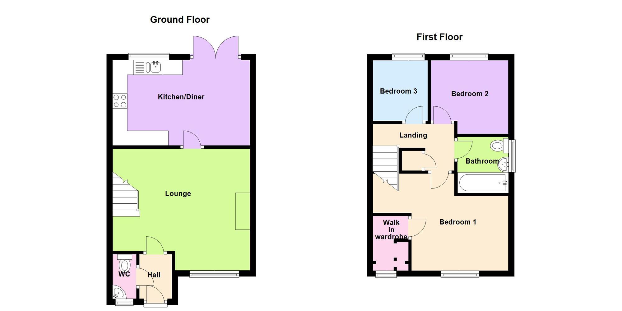 Floorplan of 3 bedroom Semi Detached House for sale, Pebblebrook Way, Bedworth, Warwickshire, CV12