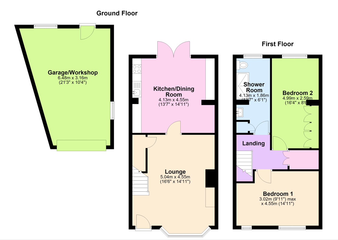 Floorplan of 2 bedroom End Terrace House for sale, Heath Road, Warwickshire, CV12
