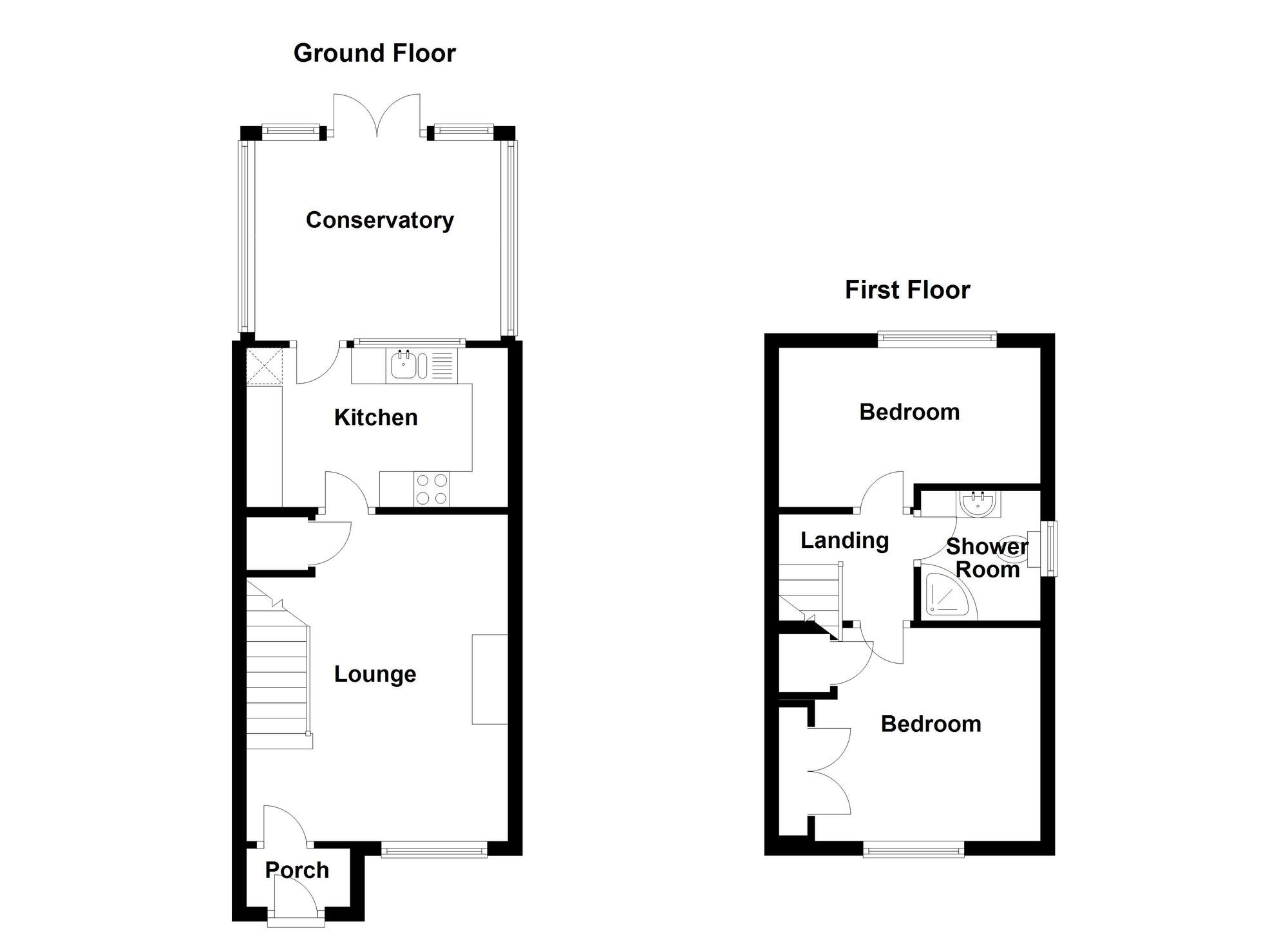 Floorplan of 2 bedroom Semi Detached House for sale, Cheltenham Close, Bedworth, Warwickshire, CV12