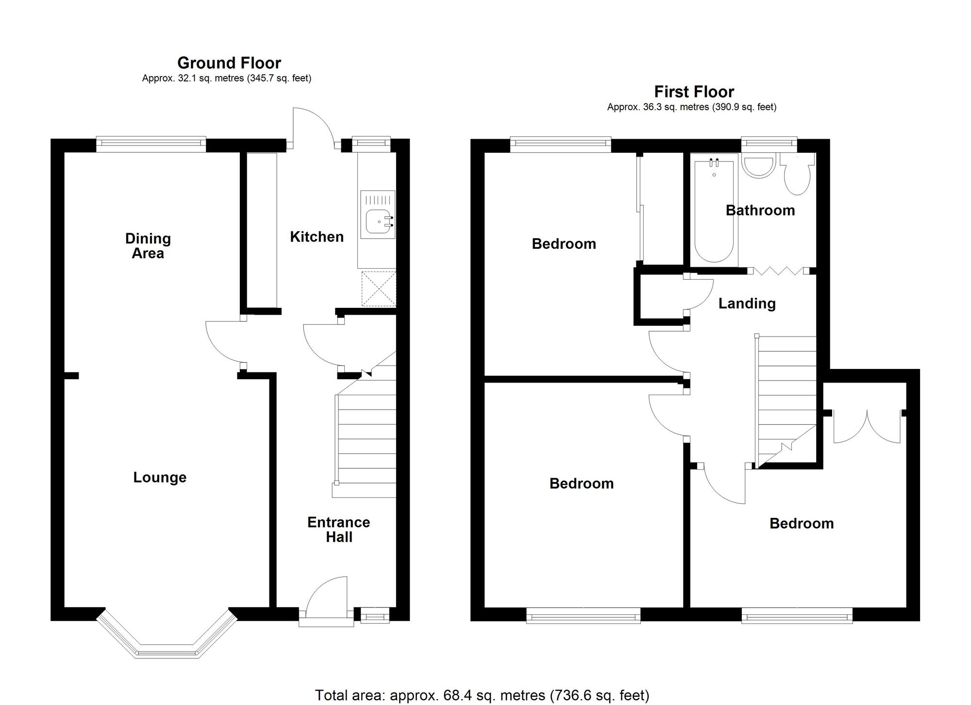 Floorplan of 3 bedroom Mid Terrace House for sale, Windmill Road, Exhall, Warwickshire, CV7