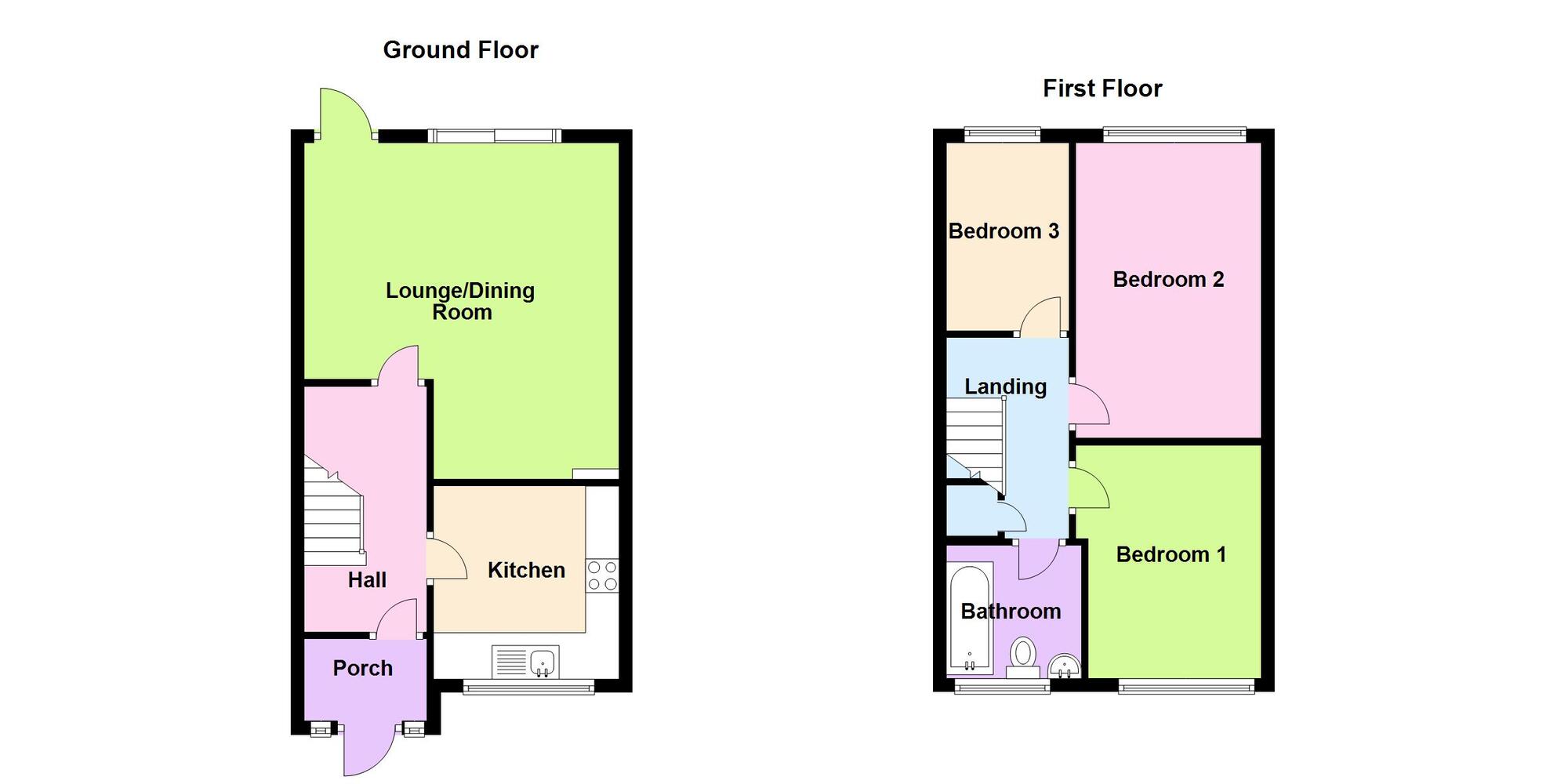 Floorplan of 3 bedroom End Terrace House for sale, Kings Gardens, Bedworth, Warwickshire, CV12