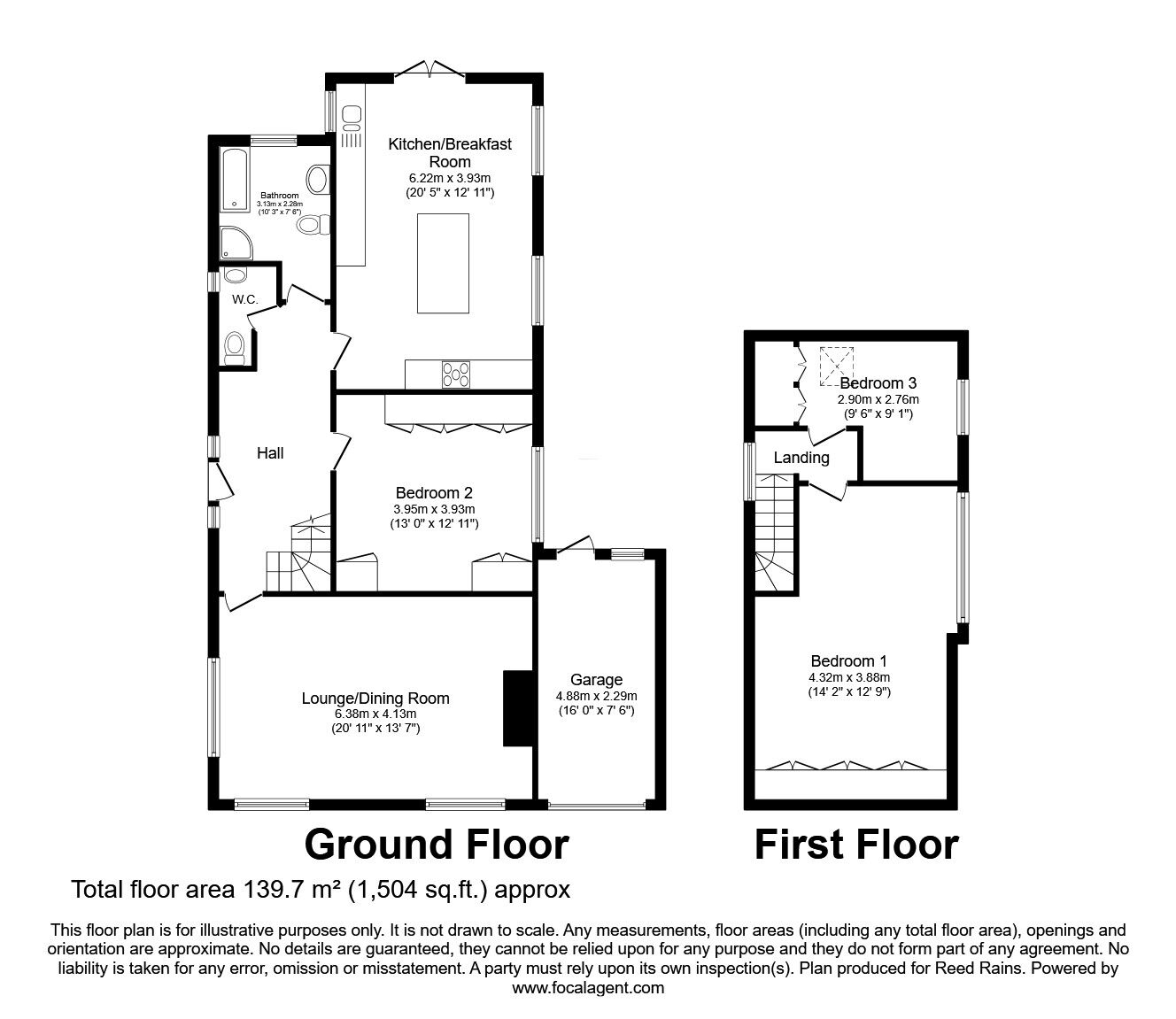 Floorplan of 3 bedroom Detached House for sale, Villiers Road, Kenilworth, Warwickshire, CV8