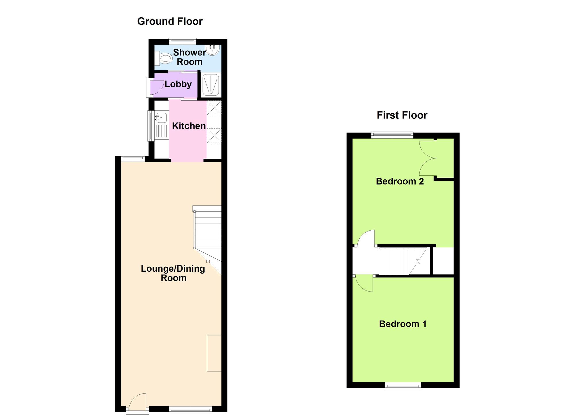 Floorplan of 2 bedroom End Terrace House for sale, Bulkington Road, Bedworth, Warwickshire, CV12