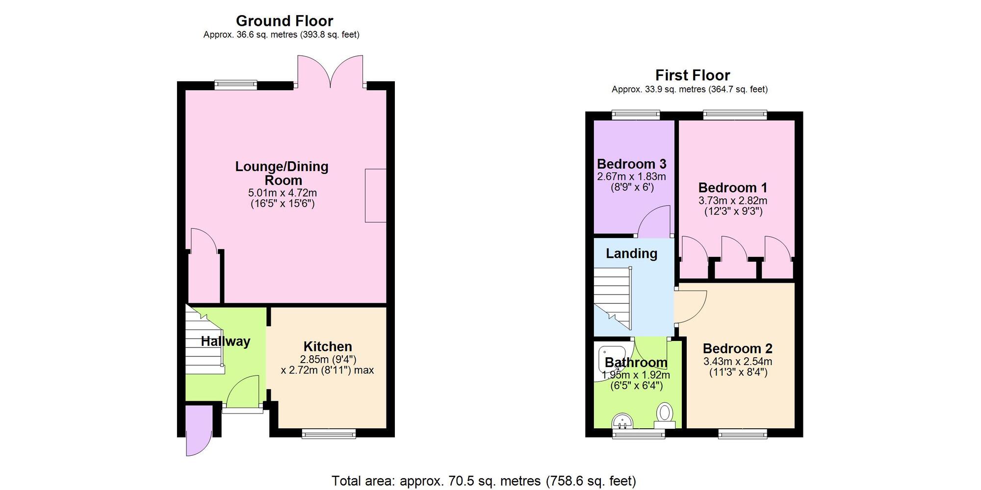 Floorplan of 3 bedroom Mid Terrace House for sale, John Knight Road, Bedworth, Warwickshire, CV12