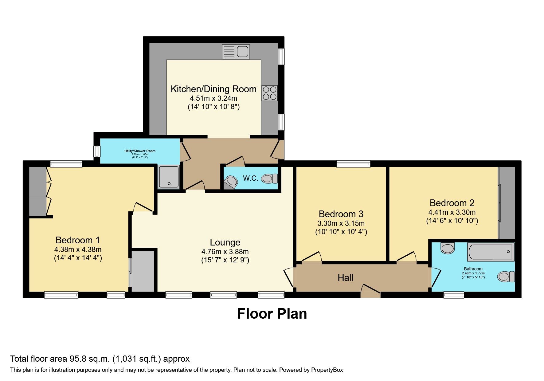 Floorplan of 3 bedroom  Flat for sale, Church Lane, Exhall, Warwickshire, CV7