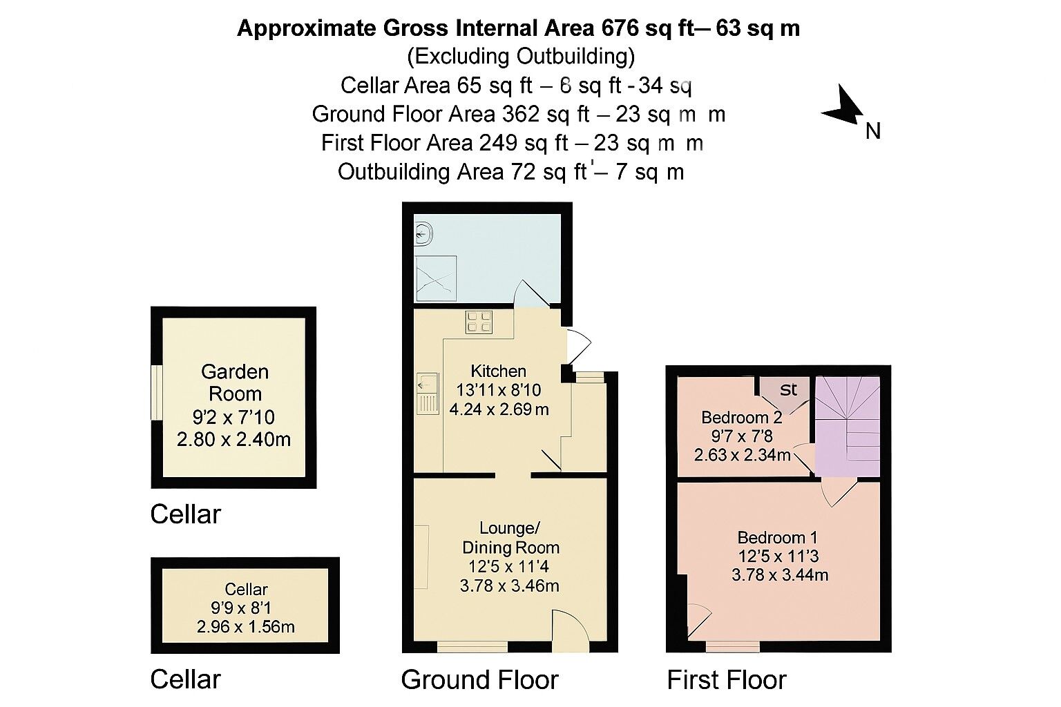 Floorplan of 2 bedroom Mid Terrace Property for sale, Fieldgate Lane, Kenilworth, Warwickshire, CV8