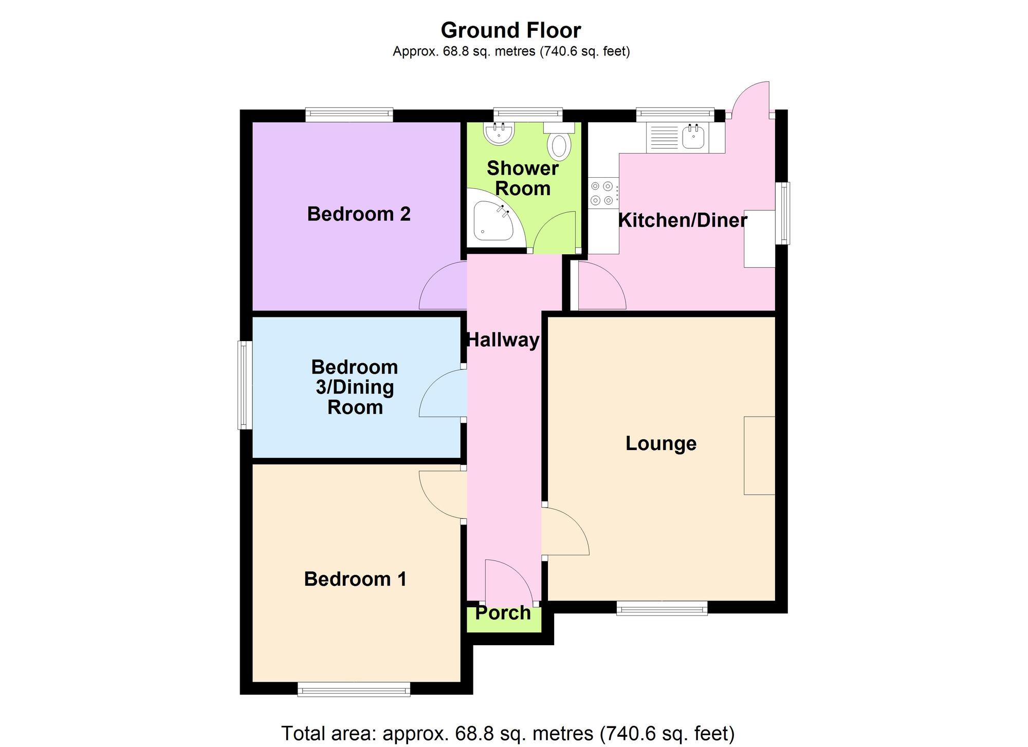 Floorplan of 3 bedroom Detached Bungalow for sale, Goodyers End Lane, Bedworth, Warwickshire, CV12