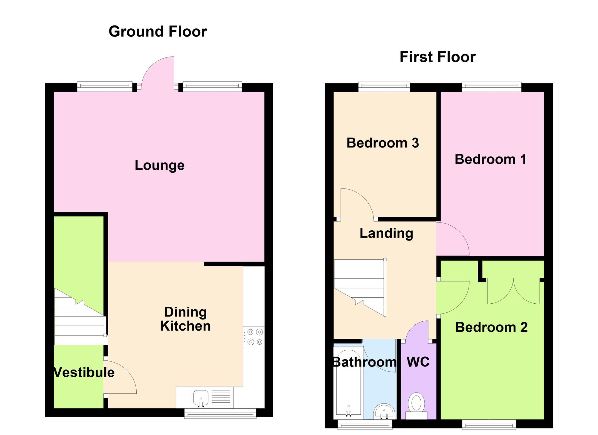 Floorplan of 3 bedroom Mid Terrace House for sale, Cashmore Road, Bedworth, Warwickshire, CV12