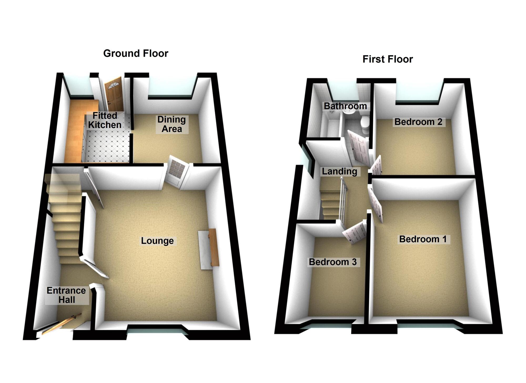 Floorplan of 3 bedroom Semi Detached House to rent, Cozens Close, Bedworth, Warwickshire, CV12