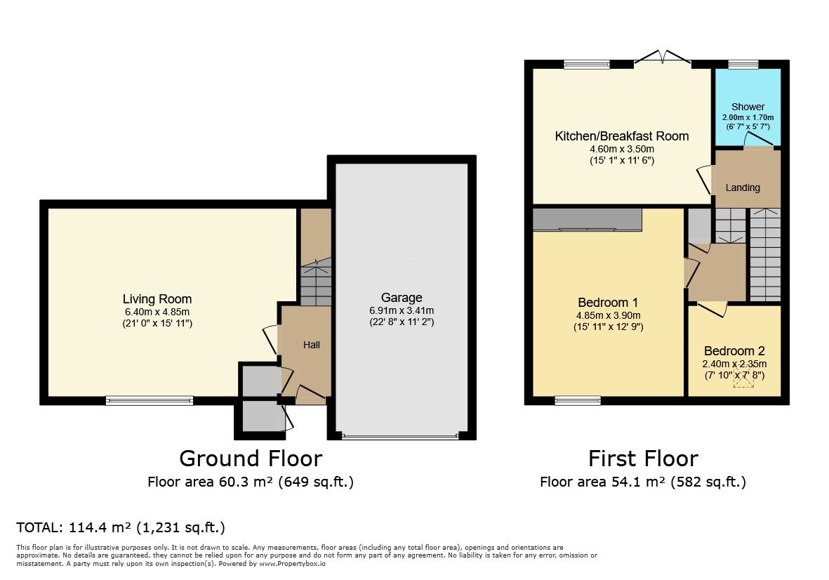 Floorplan of 2 bedroom Semi Detached House for sale, Greensward Close, Kenilworth, Warwickshire, CV8