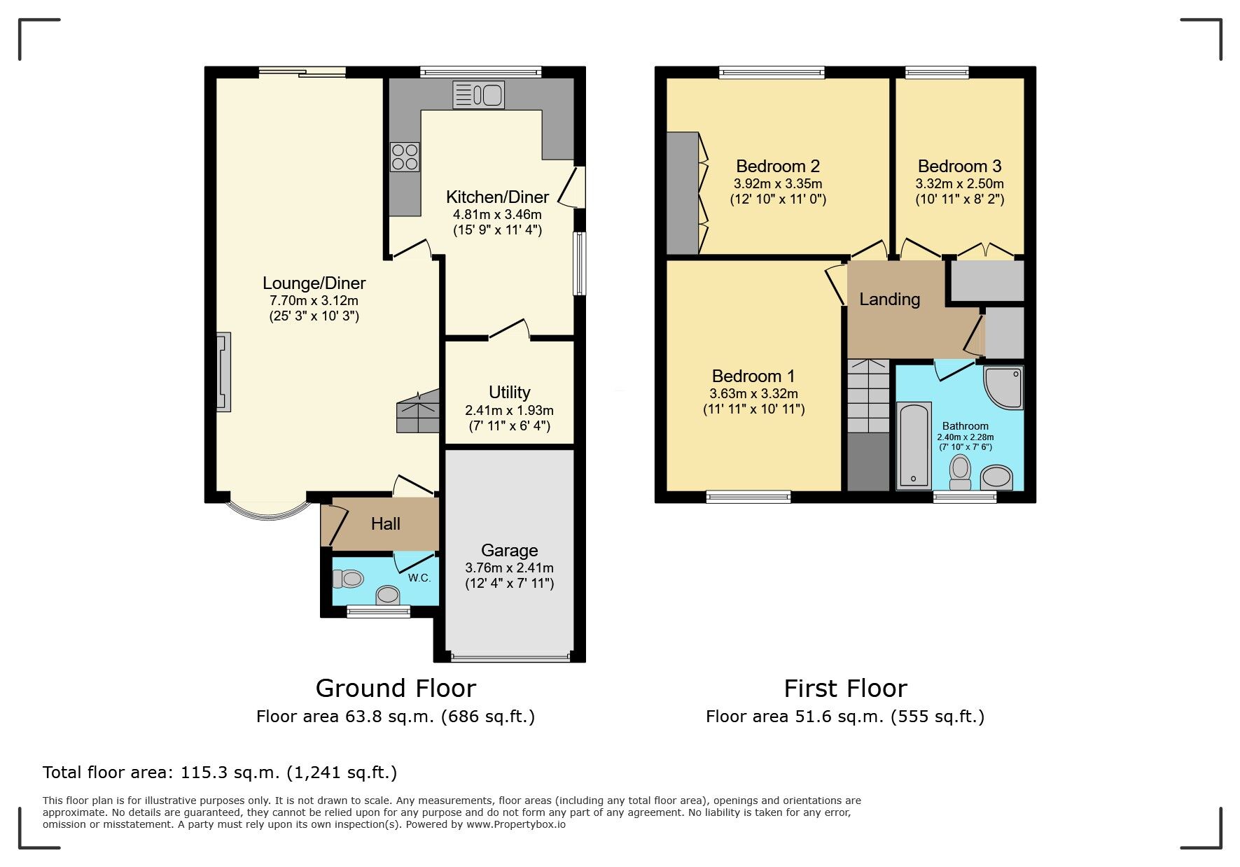 Floorplan of 3 bedroom Detached House for sale, Claremont Close, Bulkington, Warwickshire, CV12