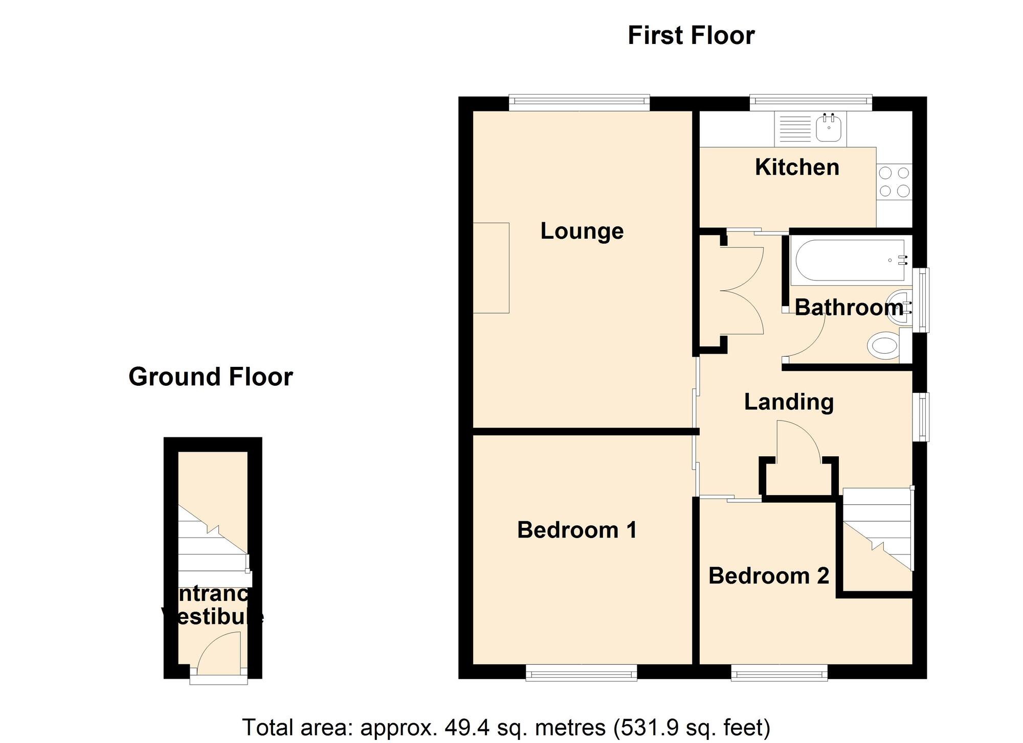 Floorplan of 2 bedroom  Flat for sale, Dark Lane, Bedworth, Warwickshire, CV12