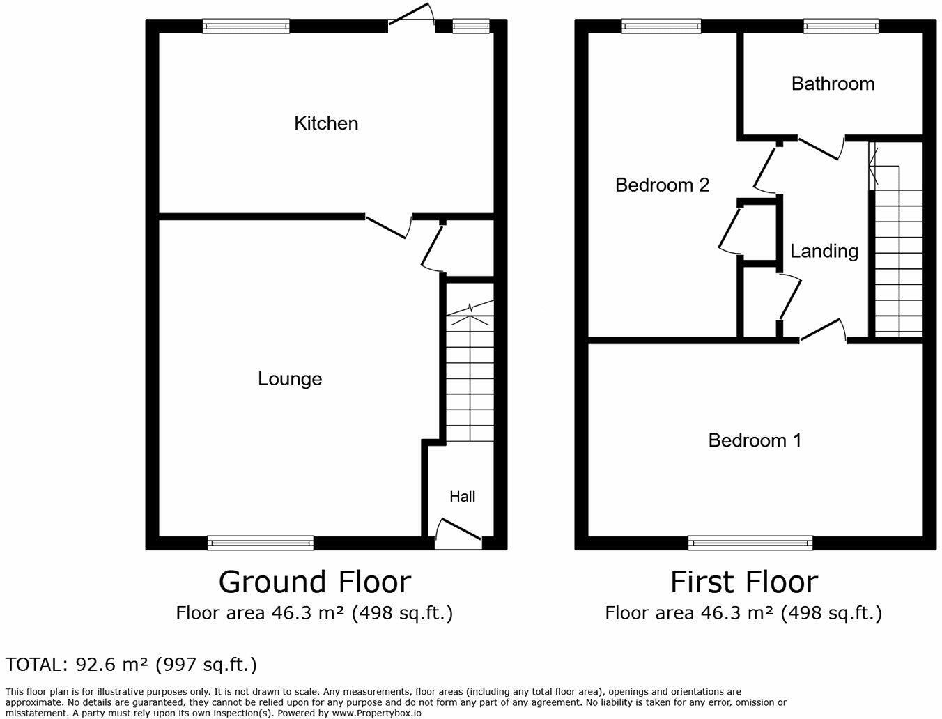 Floorplan of 2 bedroom Mid Terrace House for sale, Acacia Crescent, Bedworth, Warwickshire, CV12