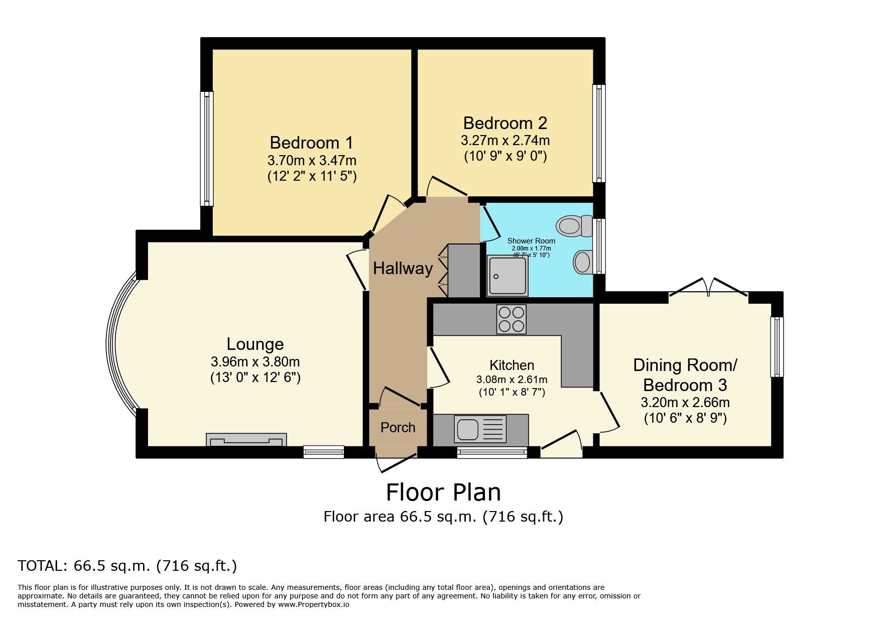 Floorplan of 3 bedroom Semi Detached Bungalow for sale, Brampton Way, Bulkington, Warwickshire, CV12