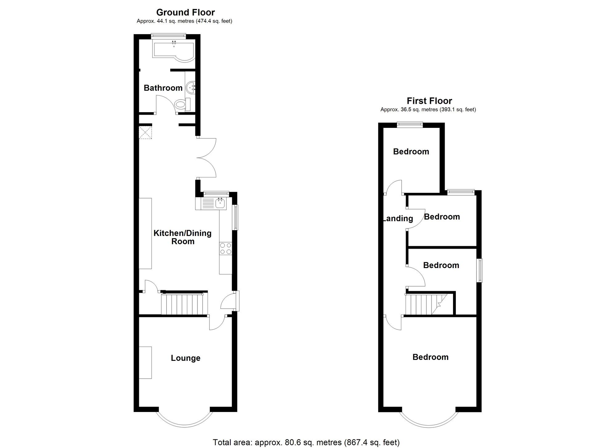 Floorplan of 3 bedroom Semi Detached House for sale, Newtown Road, Bedworth, Warwickshire, CV12