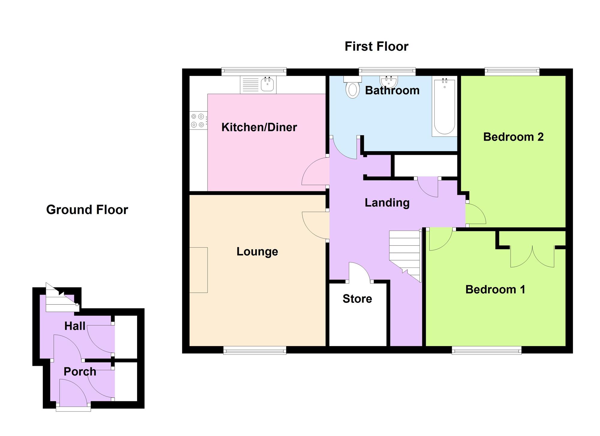Floorplan of 2 bedroom  Flat for sale, Rectory Drive, Exhall, Coventry, CV7