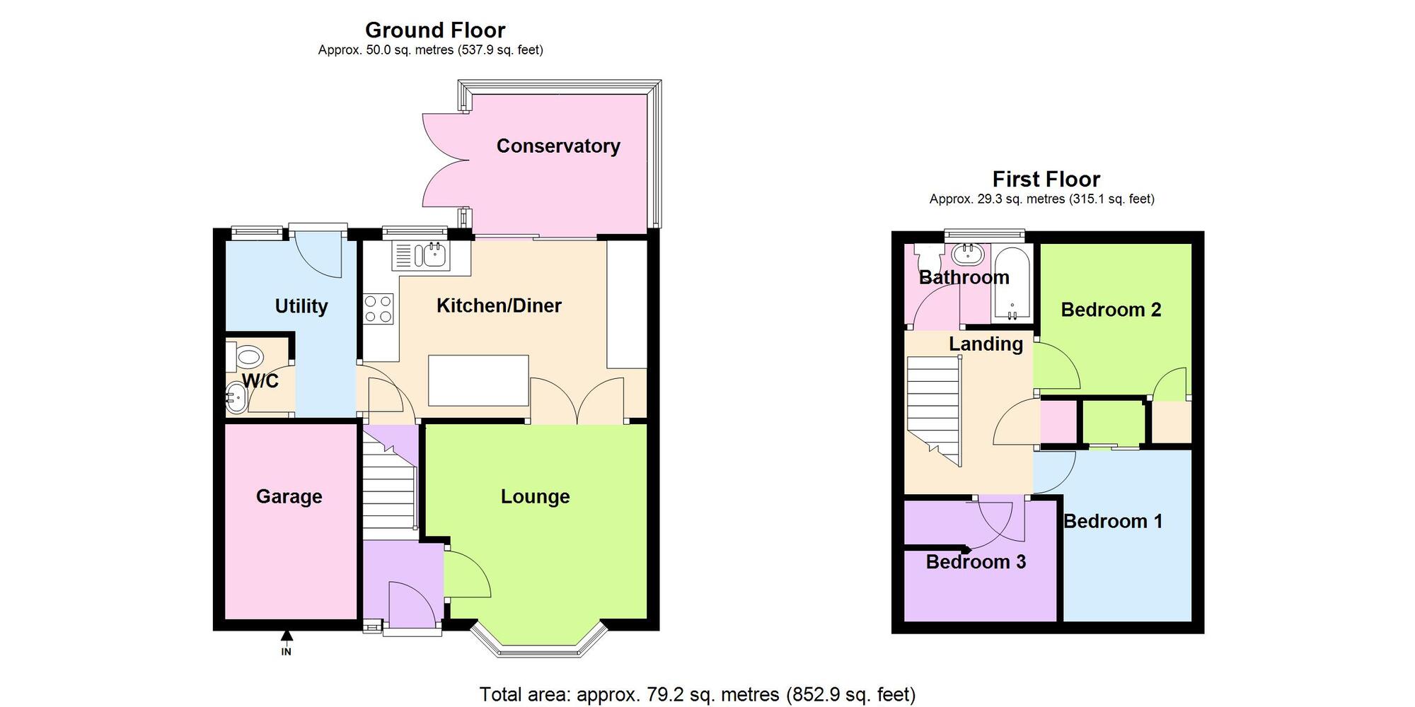 Floorplan of 3 bedroom Link Detached House for sale, Newdigate Road, Warwickshire, CV12