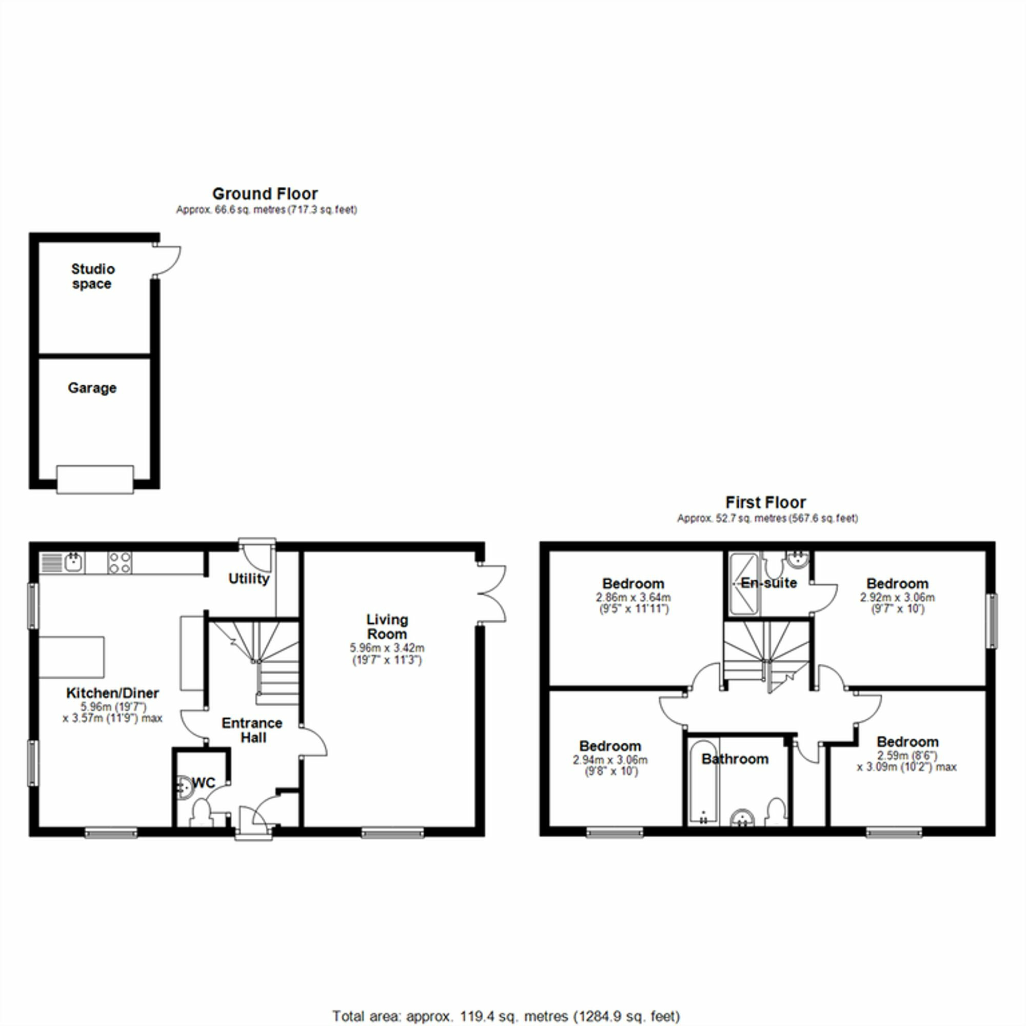 Floorplan of 4 bedroom Detached House for sale, Down Meadow, Bedworth, Warwickshire, CV12