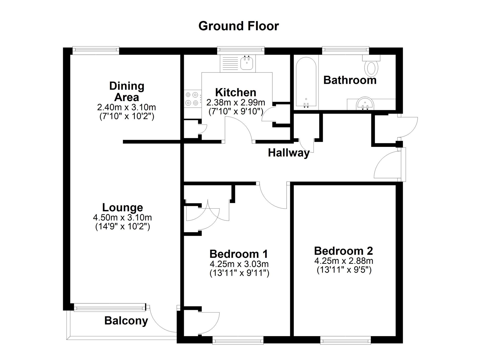 Floorplan of 2 bedroom  Flat for sale, Barrowfield Lane, Kenilworth, Warwickshire, CV8