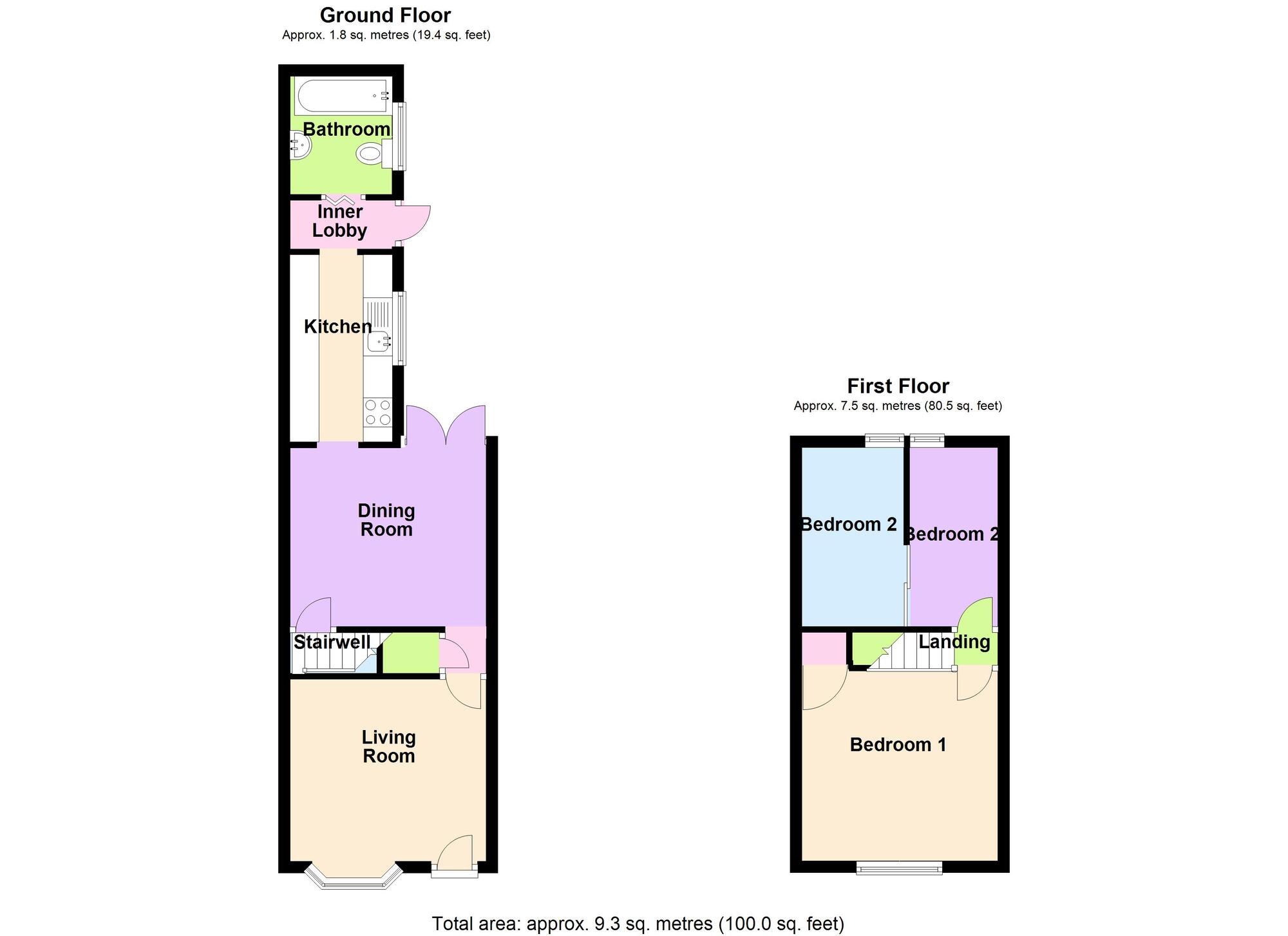 Floorplan of 2 bedroom Mid Terrace House for sale, Sergeant Simon Valentine Way, Bedworth, Warwickshire, CV12