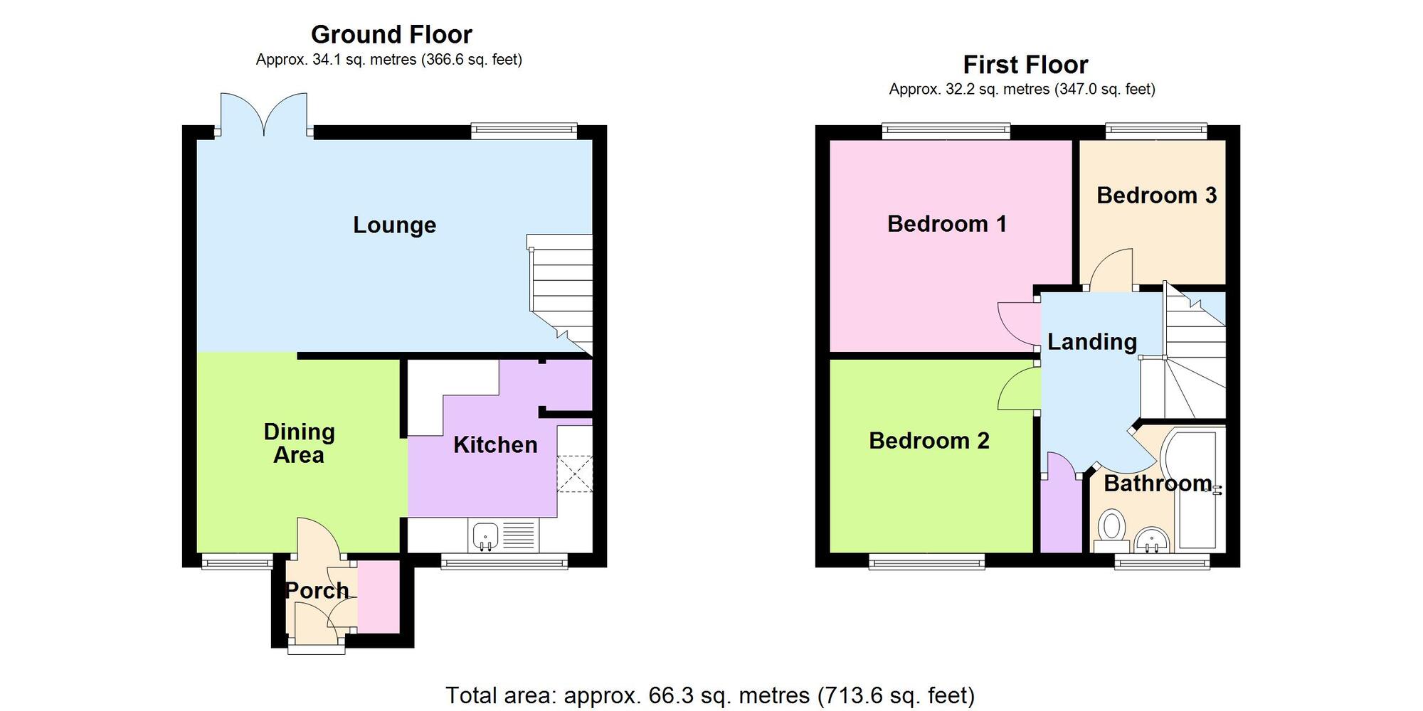 Floorplan of 3 bedroom Mid Terrace House to rent, Tregorrick Road, Exhall, Warwickshire, CV7