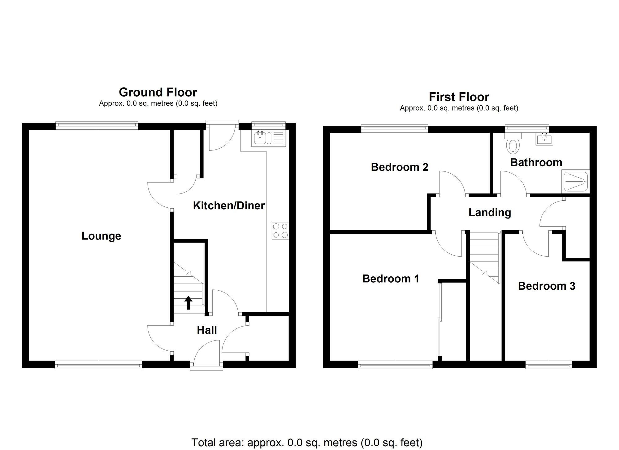 Floorplan of 3 bedroom End Terrace House for sale, Newcomen Road, Bedworth, Warwickshire, CV12