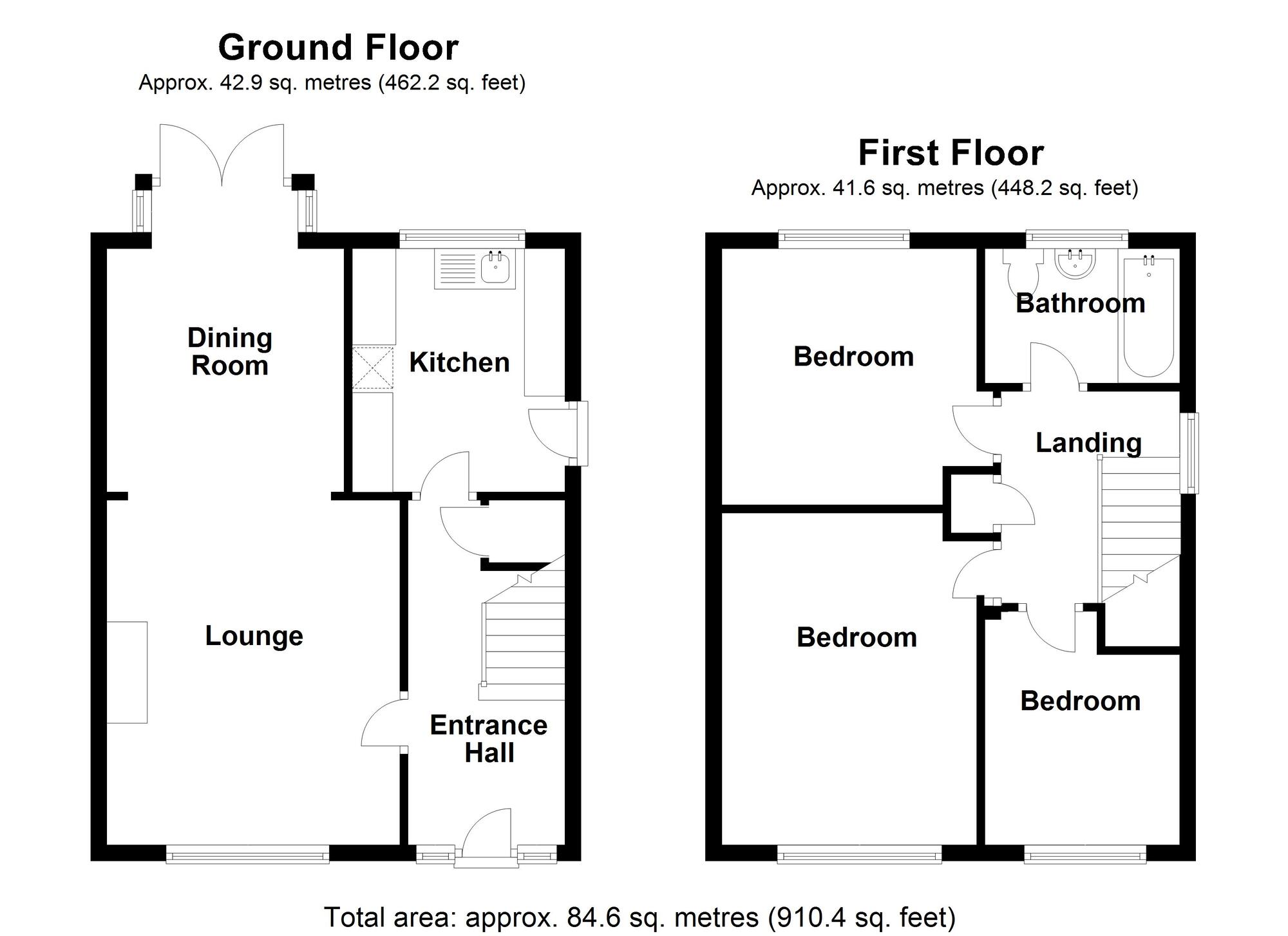 Floorplan of 3 bedroom Semi Detached House for sale, Mount Pleasant Road, Bedworth, Warwickshire, CV12