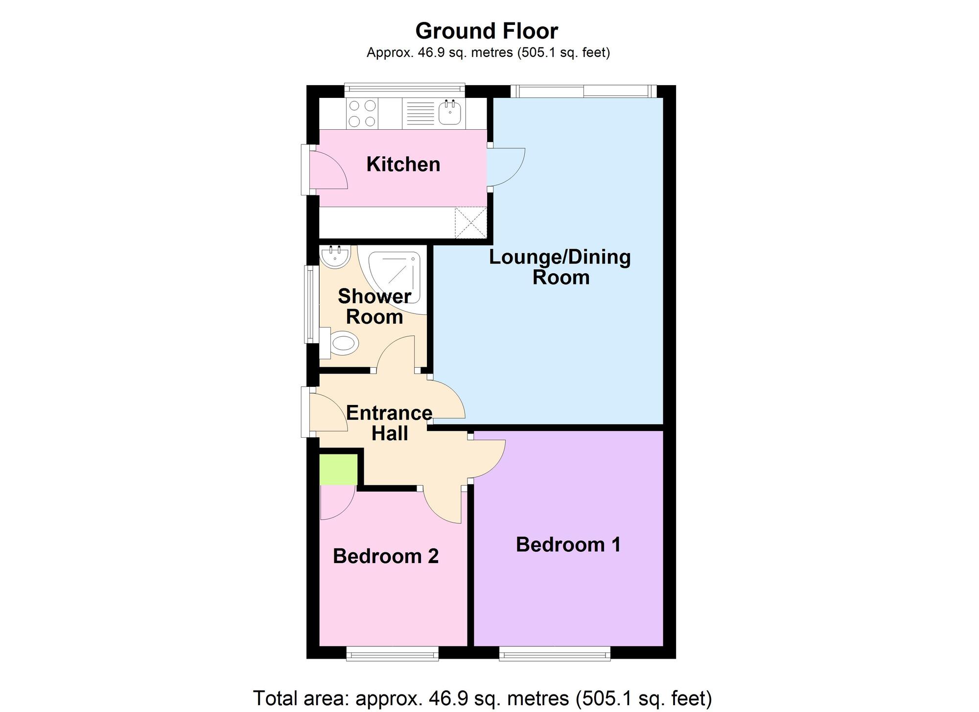 Floorplan of 2 bedroom Semi Detached Bungalow for sale, Suffolk Close, Warwickshire, CV12