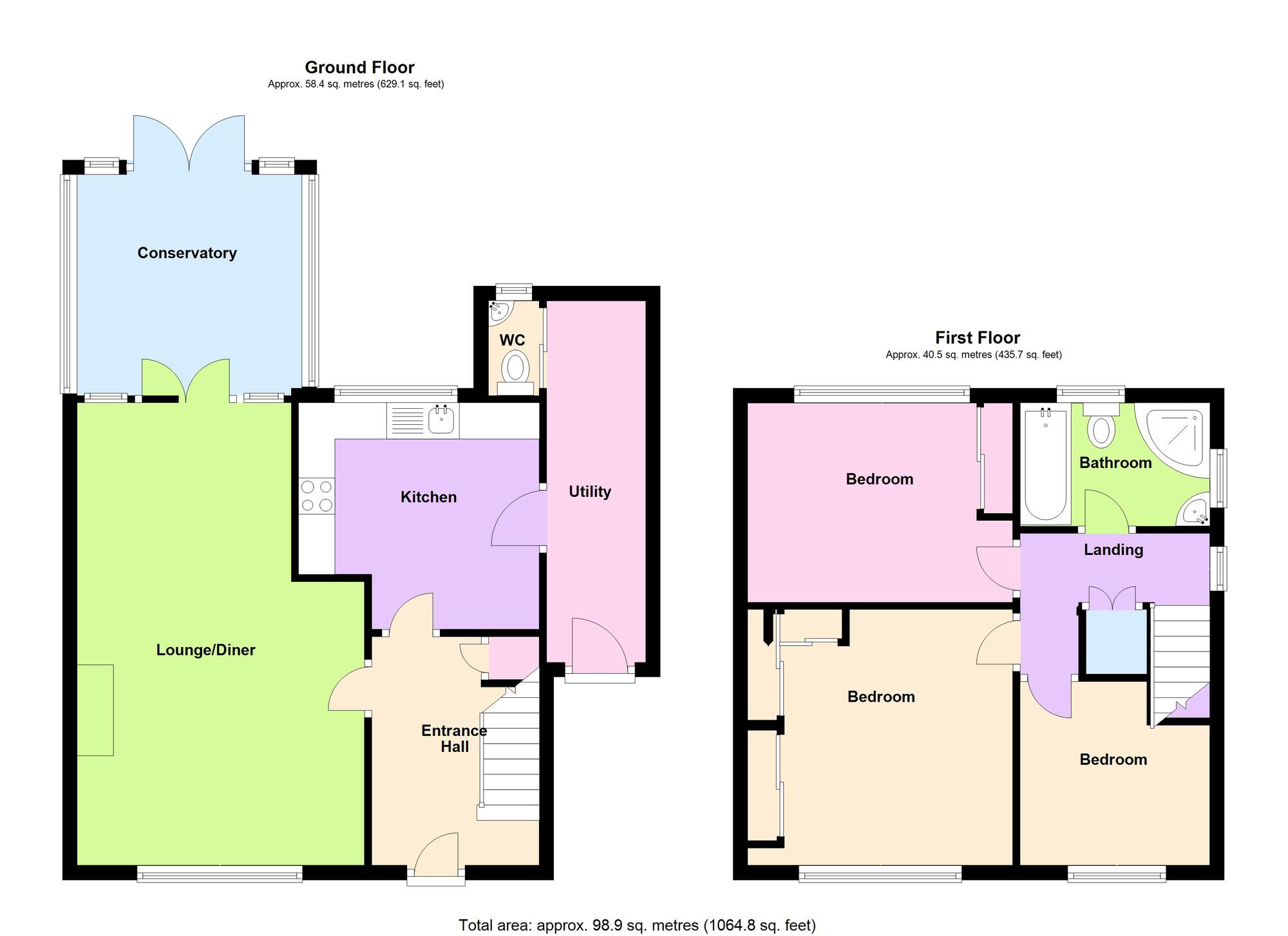 Floorplan of 3 bedroom Semi Detached House for sale, Wye Close, Bulkington, Warwickshire, CV12