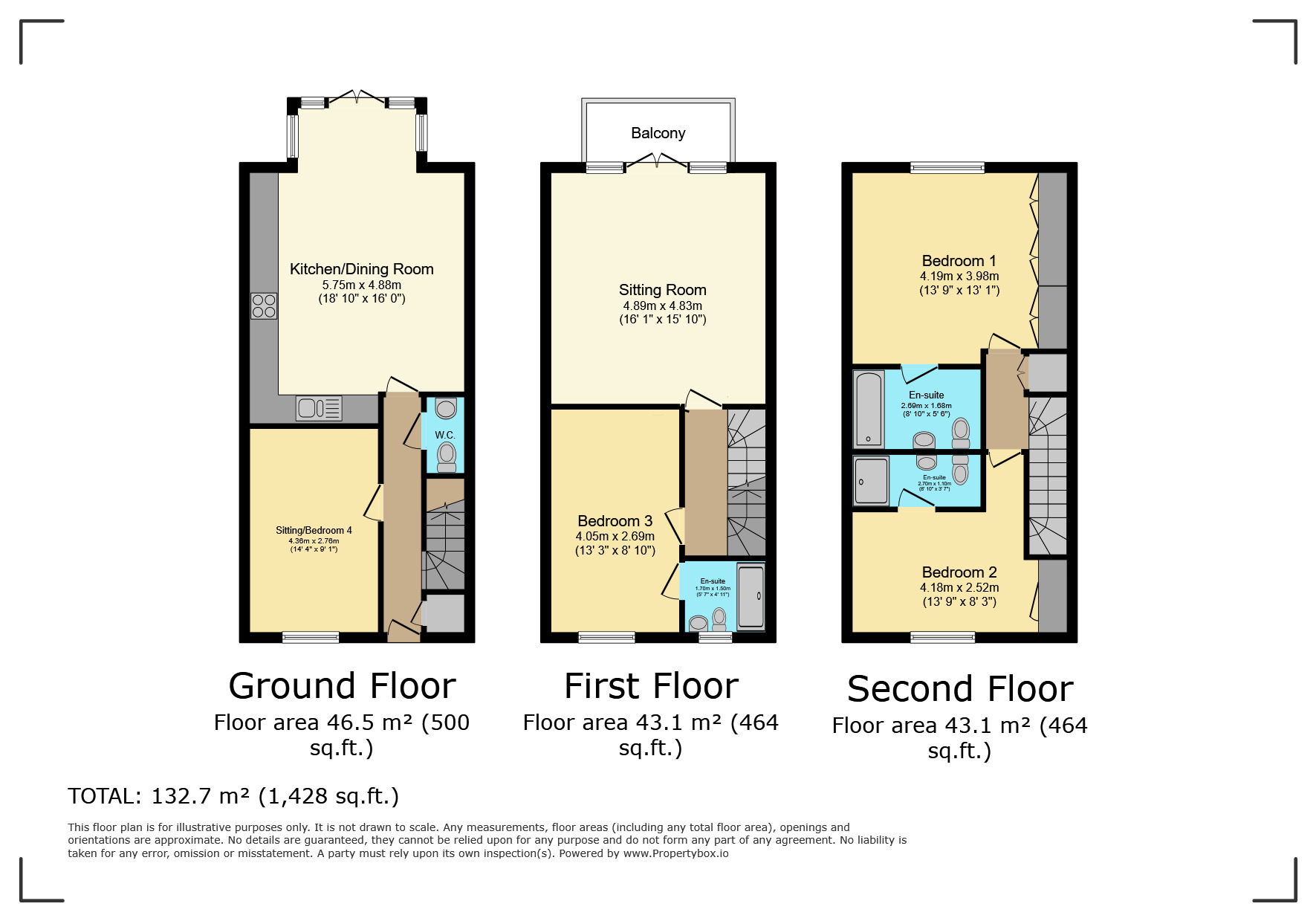 Floorplan of 3 bedroom End Terrace House for sale, Laneham Place, Kenilworth, Warwickshire, CV8