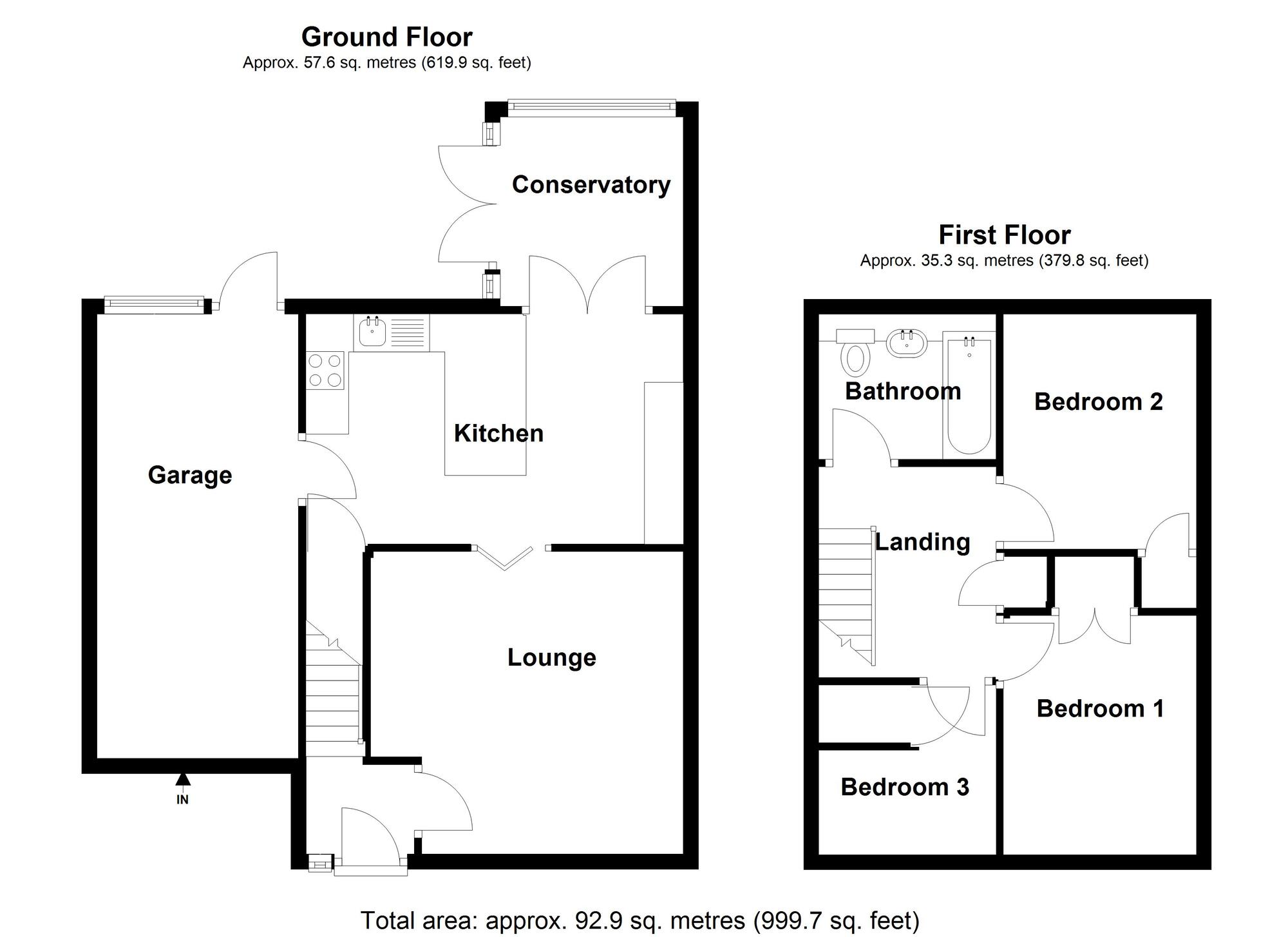Floorplan of 3 bedroom Link Detached House for sale, Glenwood Gardens, Bedworth, Warwickshire, CV12