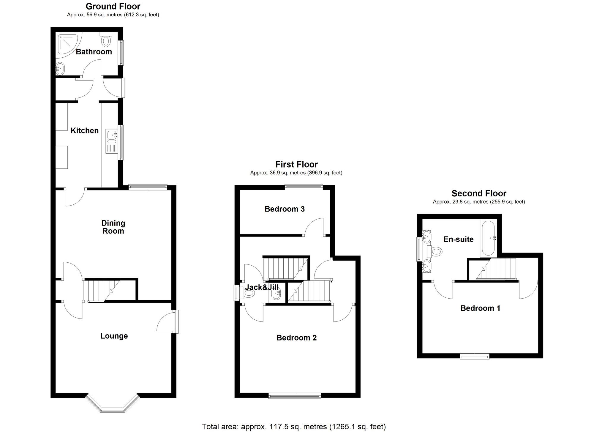 Floorplan of 3 bedroom End Terrace House for sale, Newtown Road, Bedworth, Warwickshire, CV12