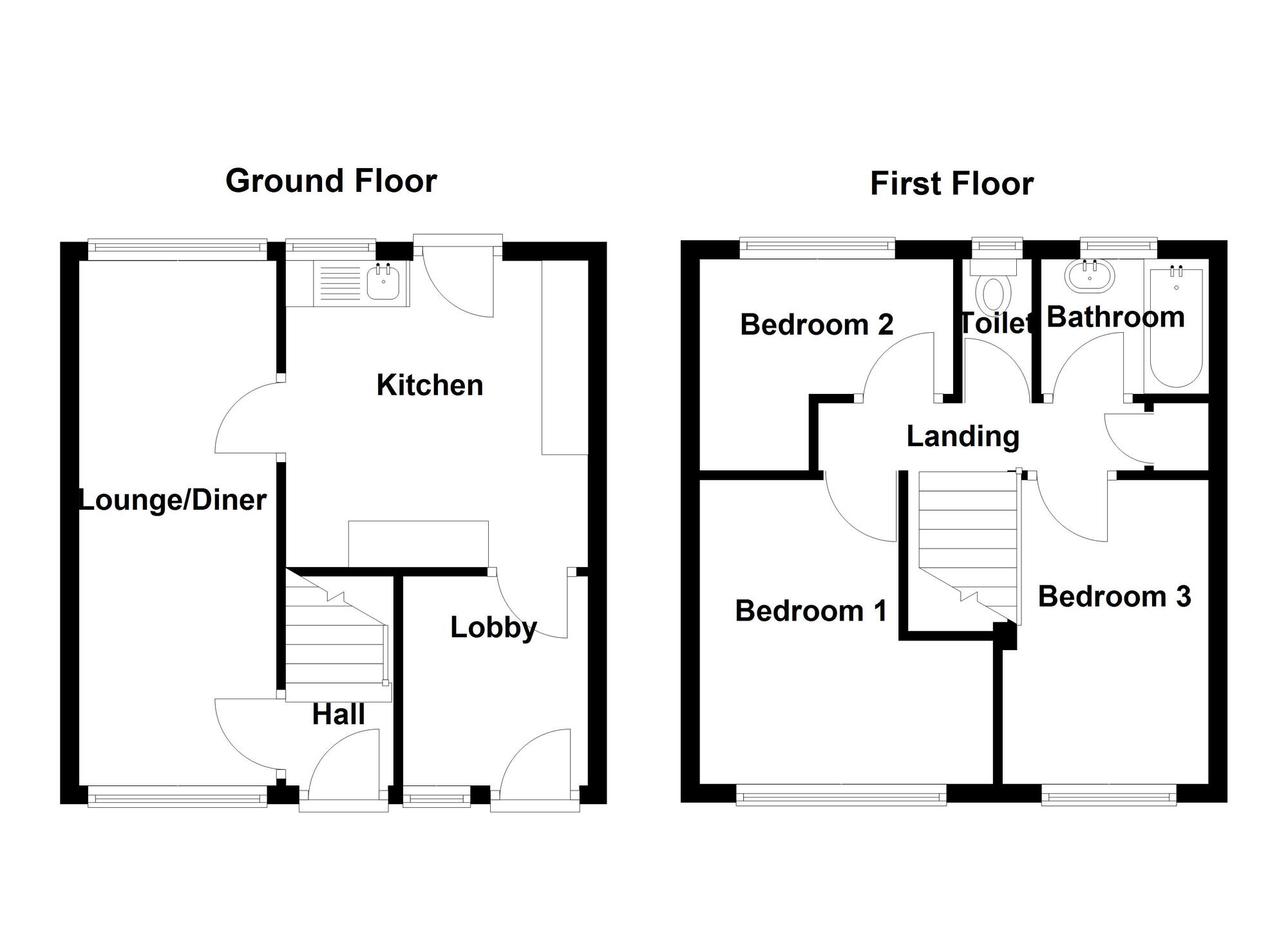 Floorplan of 3 bedroom End Terrace House for sale, Charles Eaton Road, Bedworth, Warwickshire, CV12
