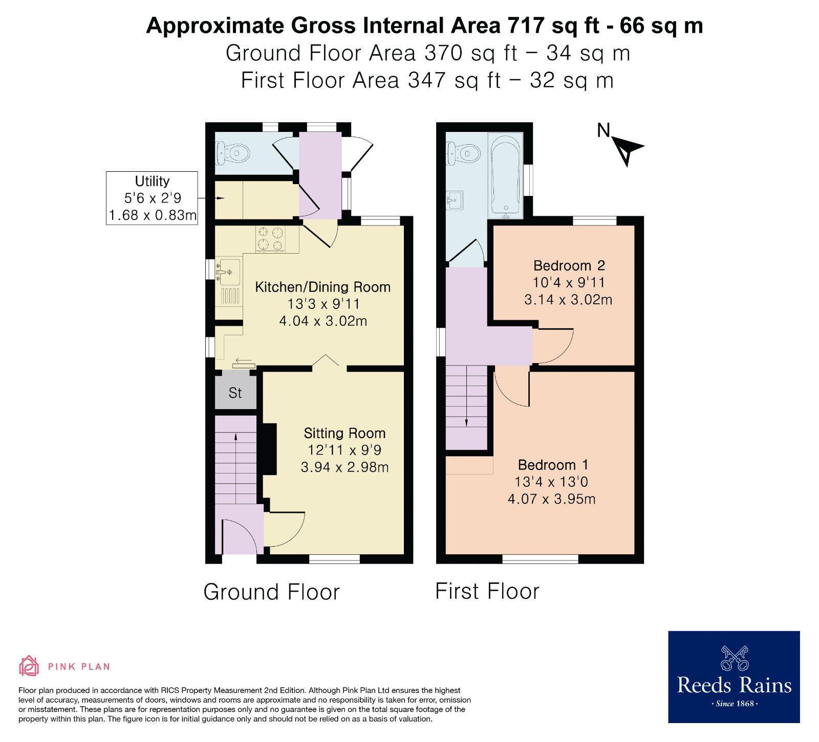 Floorplan of 2 bedroom Semi Detached House for sale, Downing Crescent, Bedworth, Warwickshire, CV12