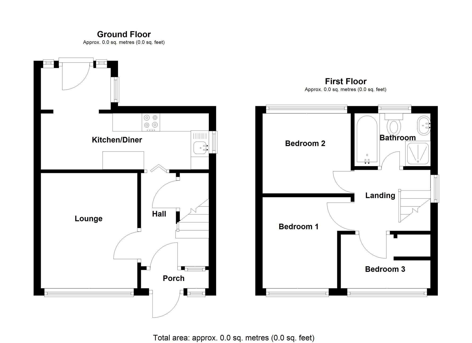 Floorplan of 3 bedroom Semi Detached House for sale, Severn Road, Bulkington, Warwickshire, CV12