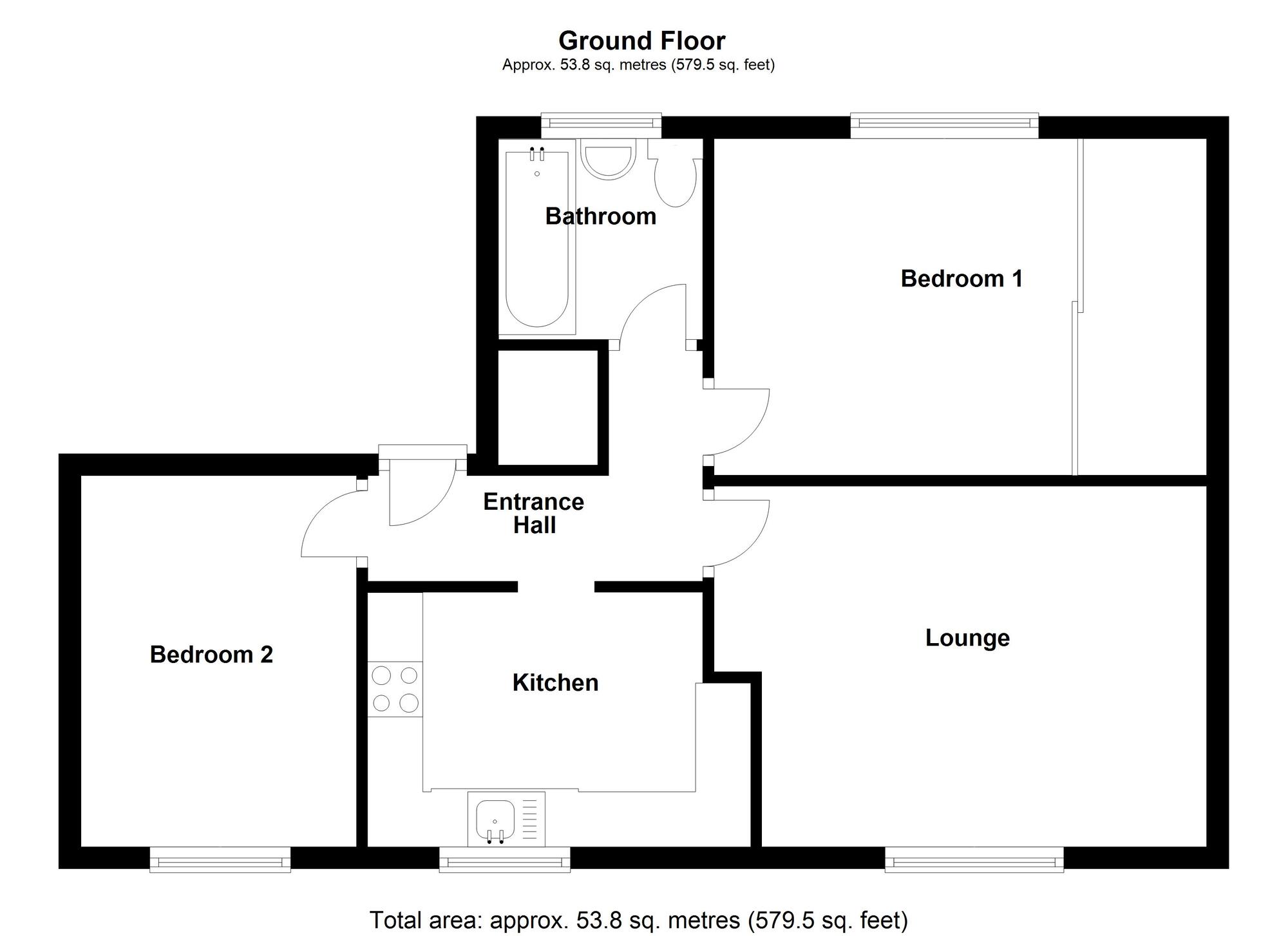 Floorplan of 2 bedroom  Flat for sale, Marner Road, Bedworth, Warwickshire, CV12
