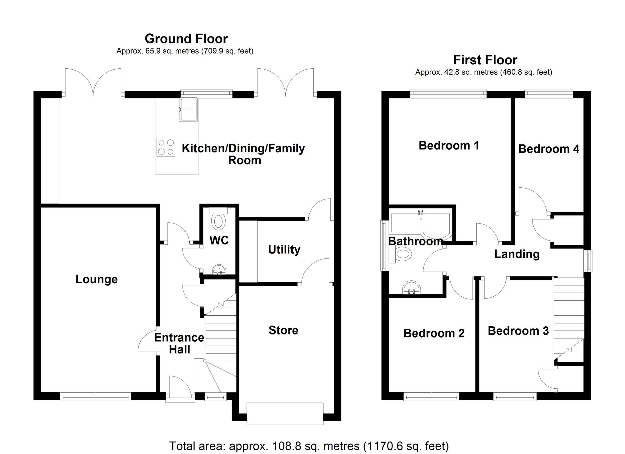 Floorplan of 4 bedroom Detached House for sale, Lakeside, Bedworth, Warwickshire, CV12