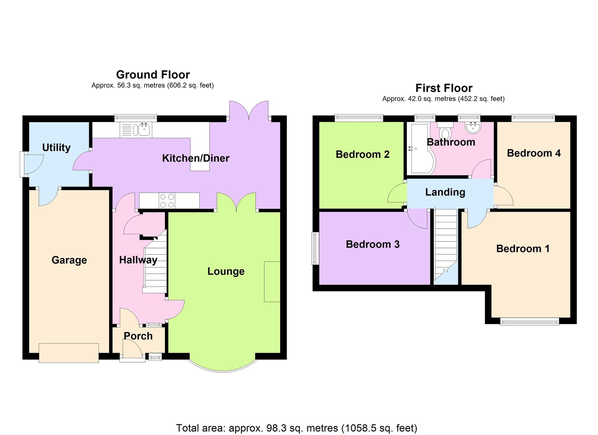 Floorplan of 4 bedroom Semi Detached House for sale, Manse Close, Exhall, Warwickshire, CV7