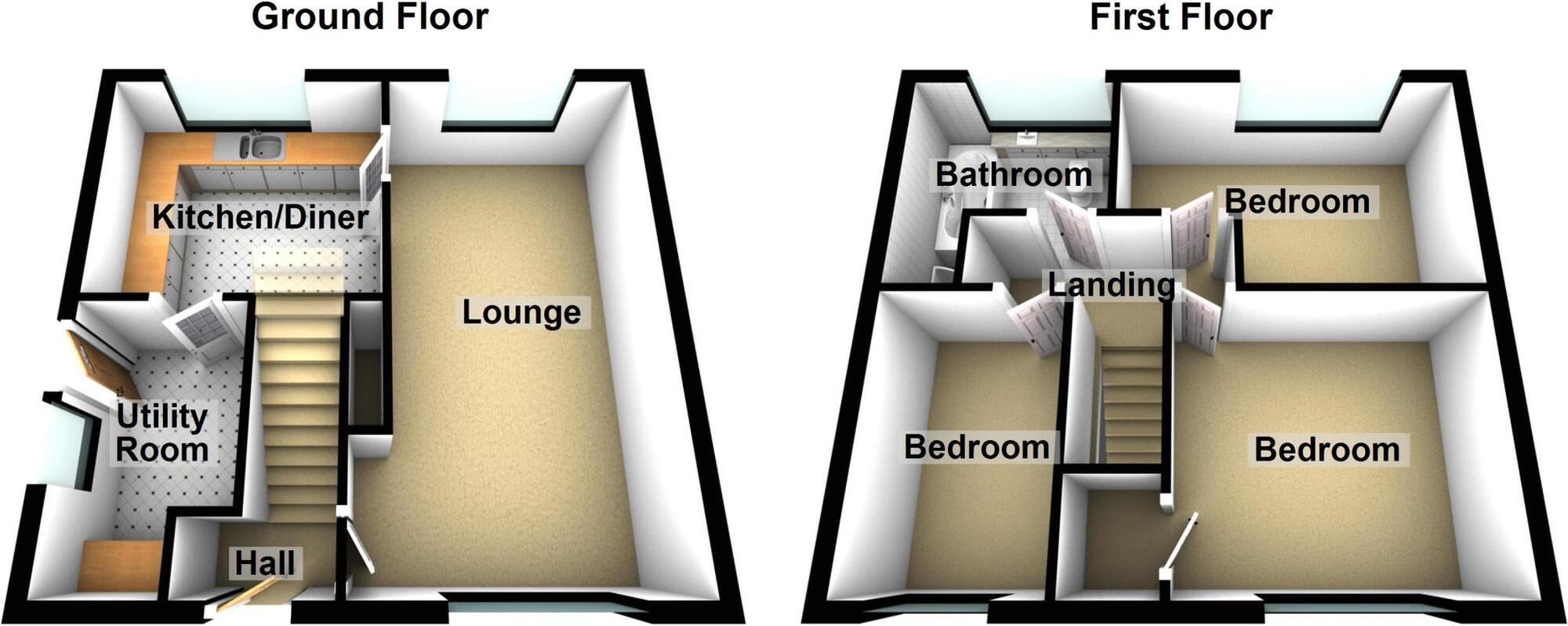 Floorplan of 3 bedroom End Terrace House to rent, Queen Elizabeth Road, Nuneaton, Warwickshire, CV10