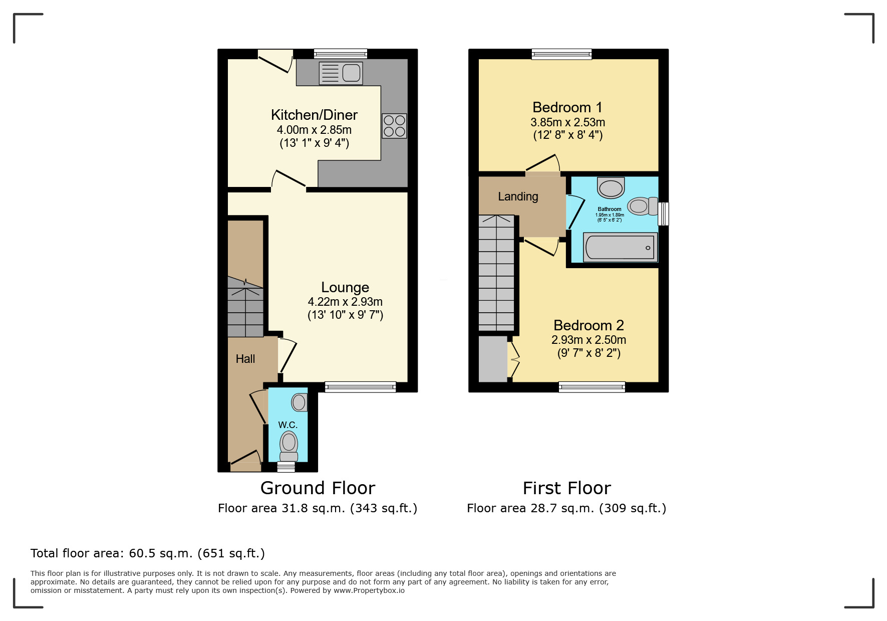 Floorplan of 2 bedroom Semi Detached House for sale, Fern Grove, Bedworth, Warwickshire, CV12
