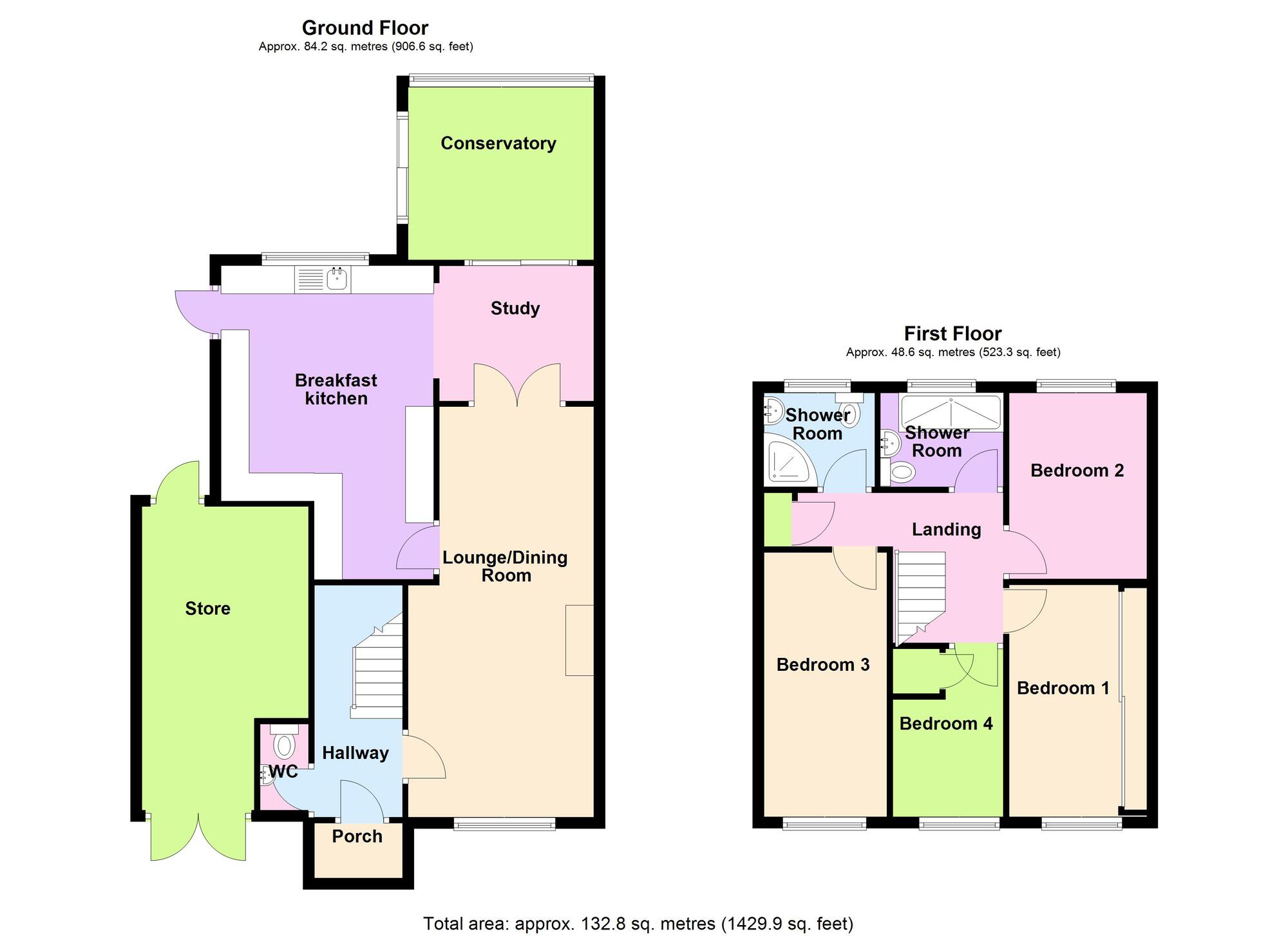 Floorplan of 4 bedroom Semi Detached House for sale, Ellesmere Road, Bedworth, Warwickshire, CV12