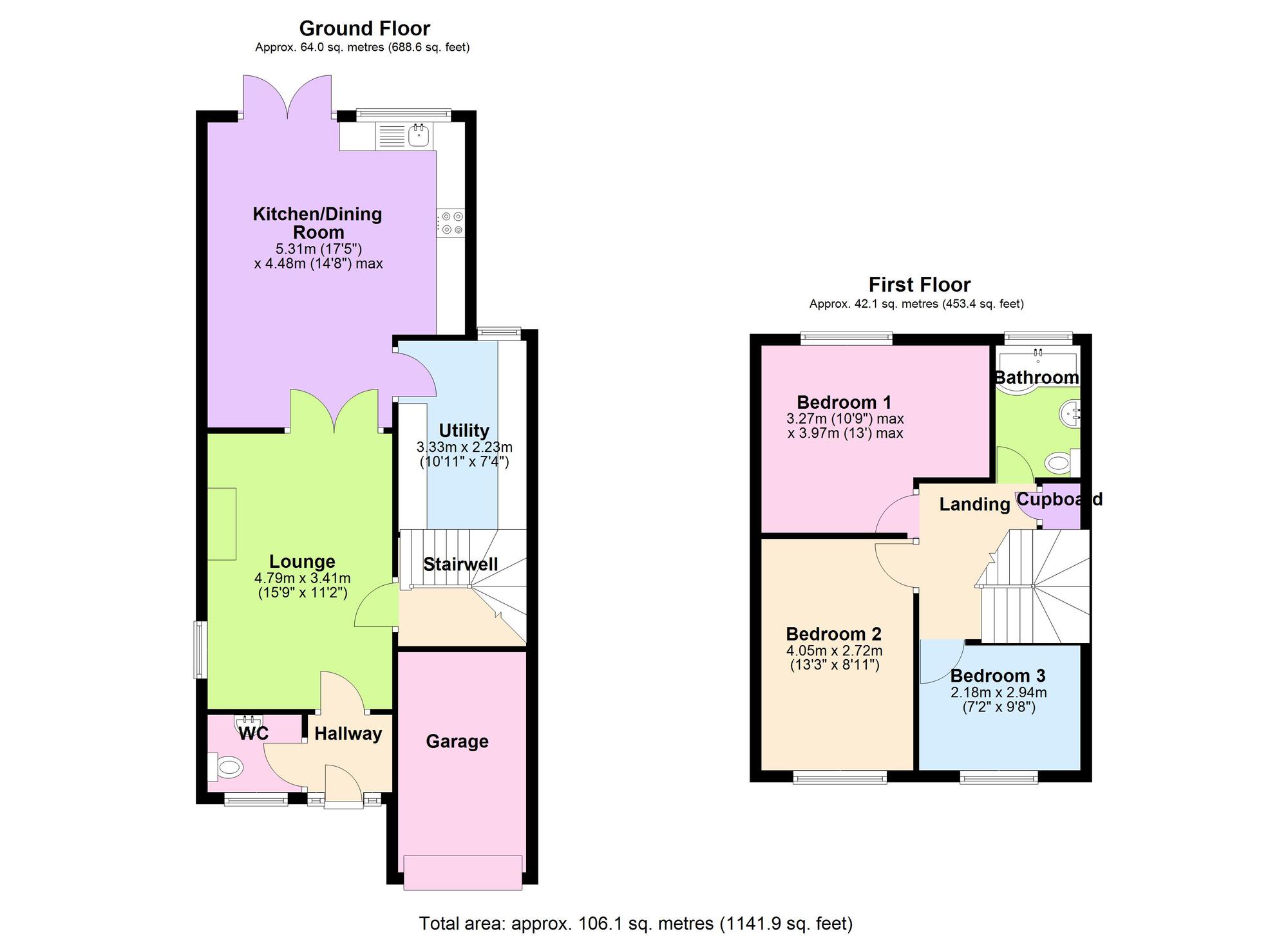 Floorplan of 3 bedroom Semi Detached House for sale, Newcomen Close, Bedworth, Warwickshire, CV12