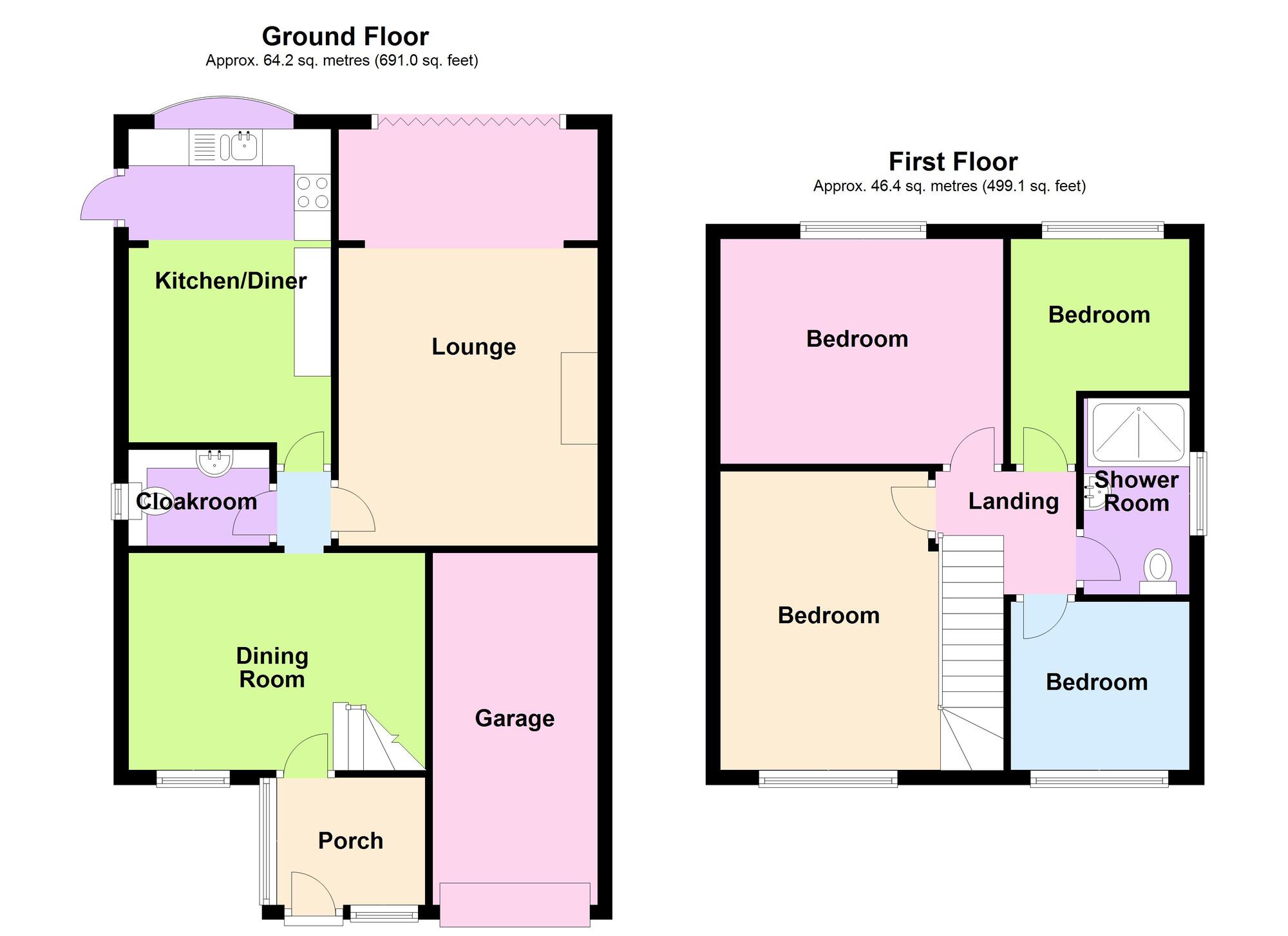Floorplan of 4 bedroom Detached House for sale, The Birches, Bulkington, Warwickshire, CV12