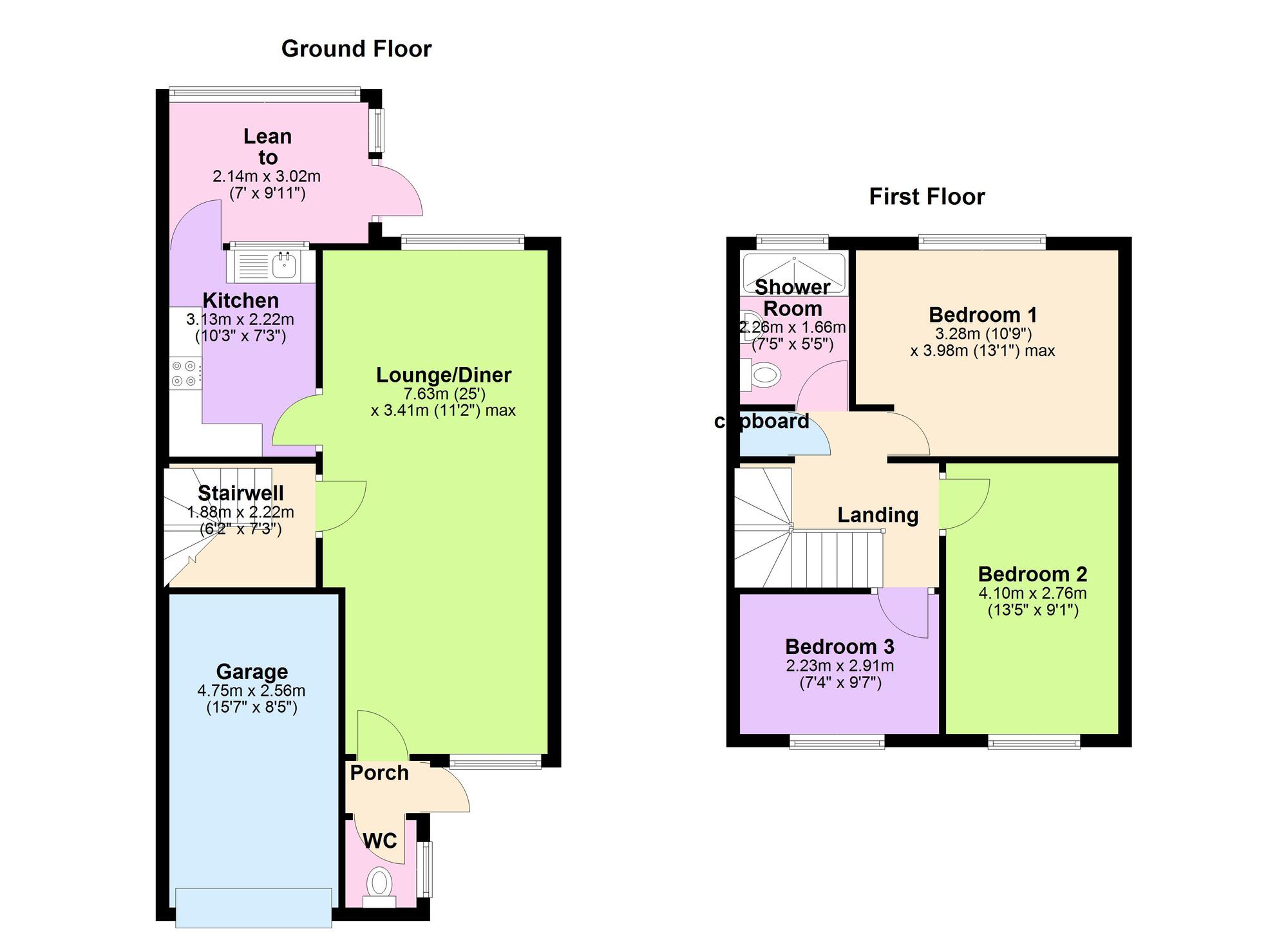 Floorplan of 3 bedroom Mid Terrace House for sale, Newcomen Close, Bedworth, Warwickshire, CV12