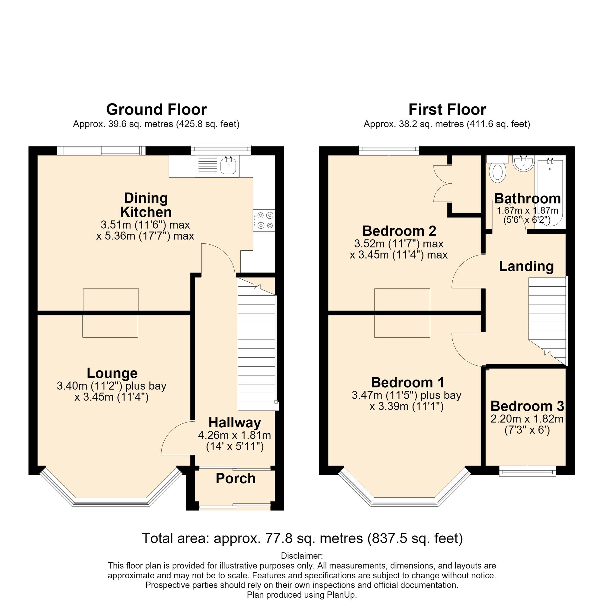 Floorplan of 3 bedroom Semi Detached House for sale, Tower Road, Bedworth, Warwickshire, CV12